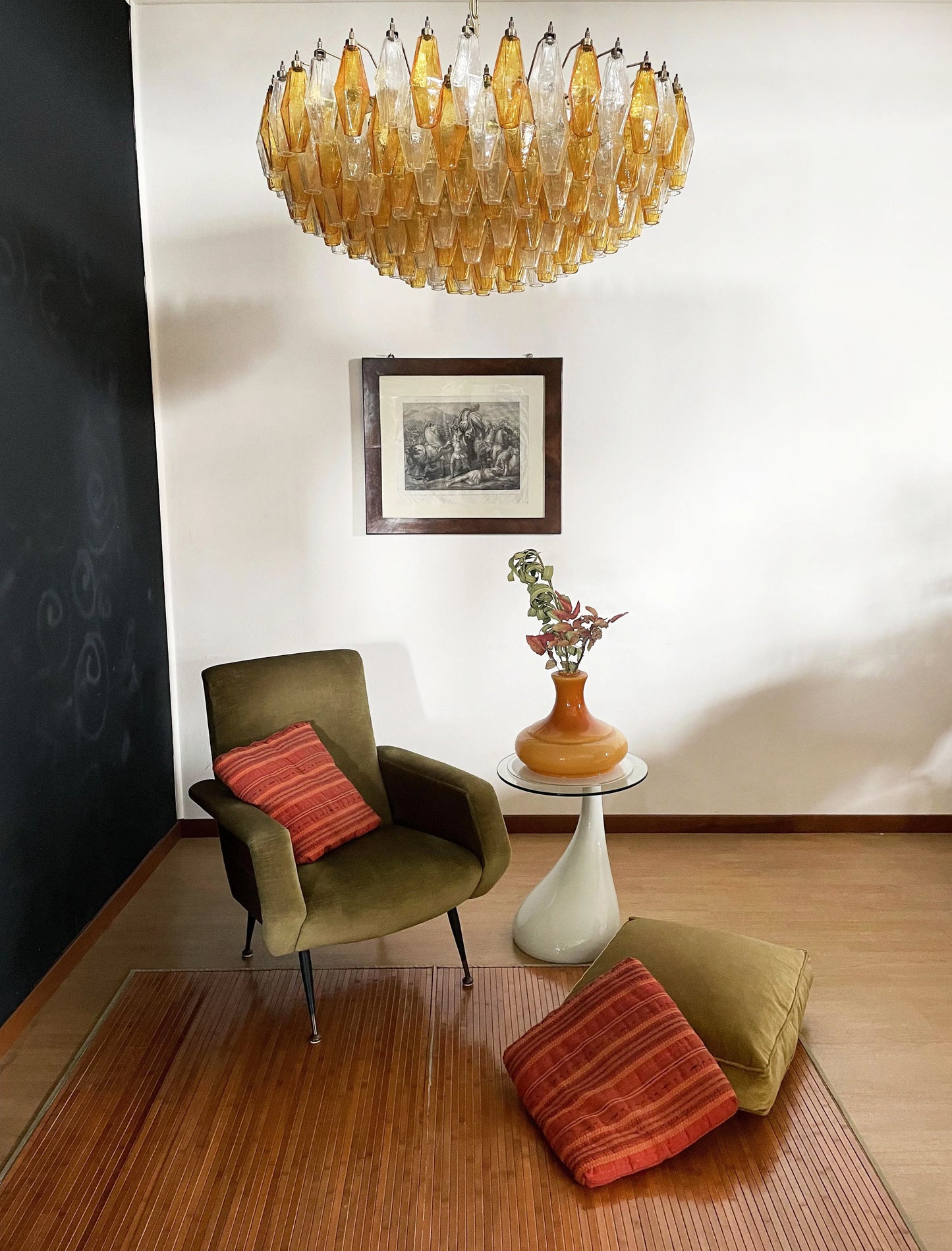 Murano Faceted Transparent Amber Glass Chandelier - Nuvé