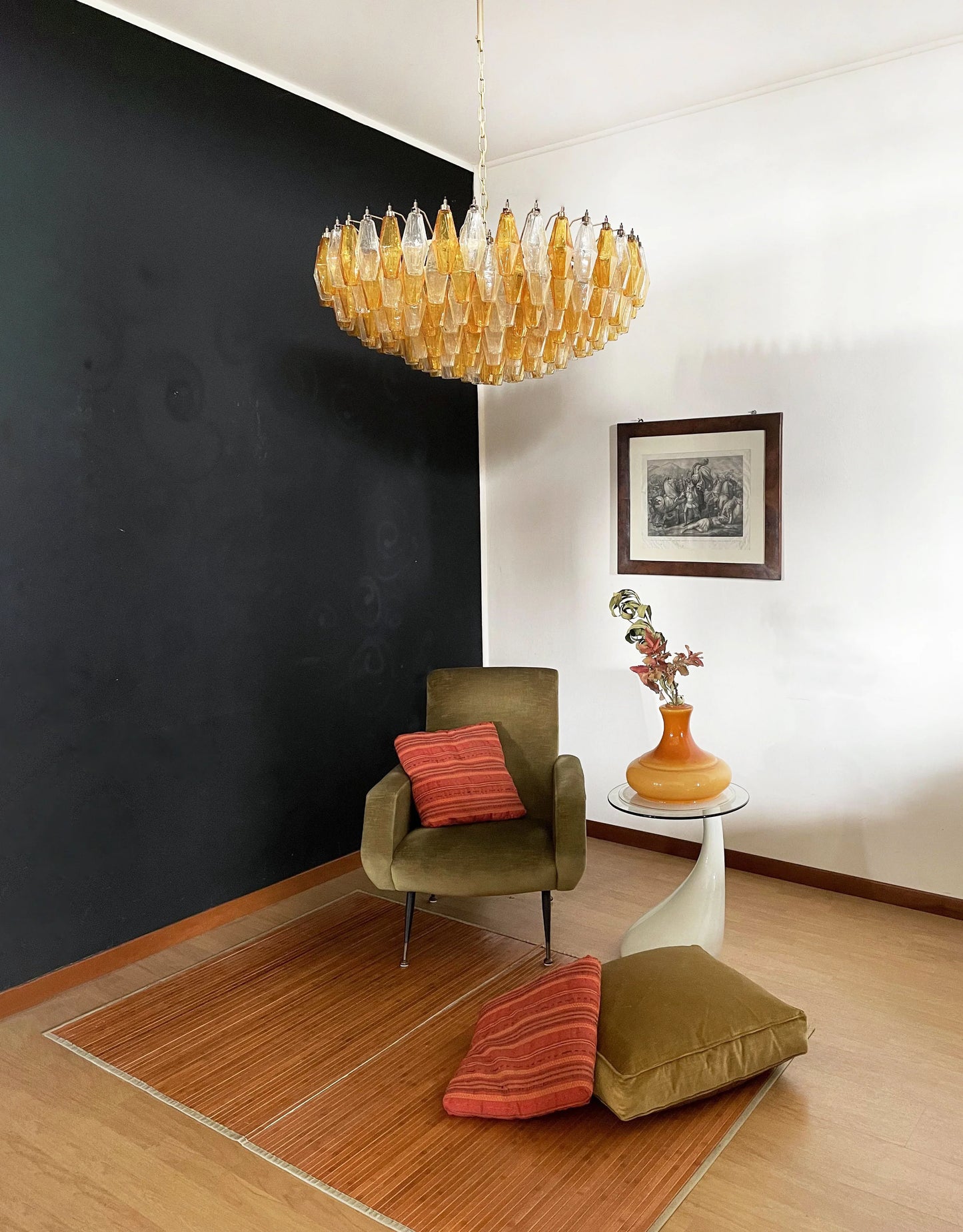 Murano Faceted Transparent Amber Glass Chandelier - Nuvé