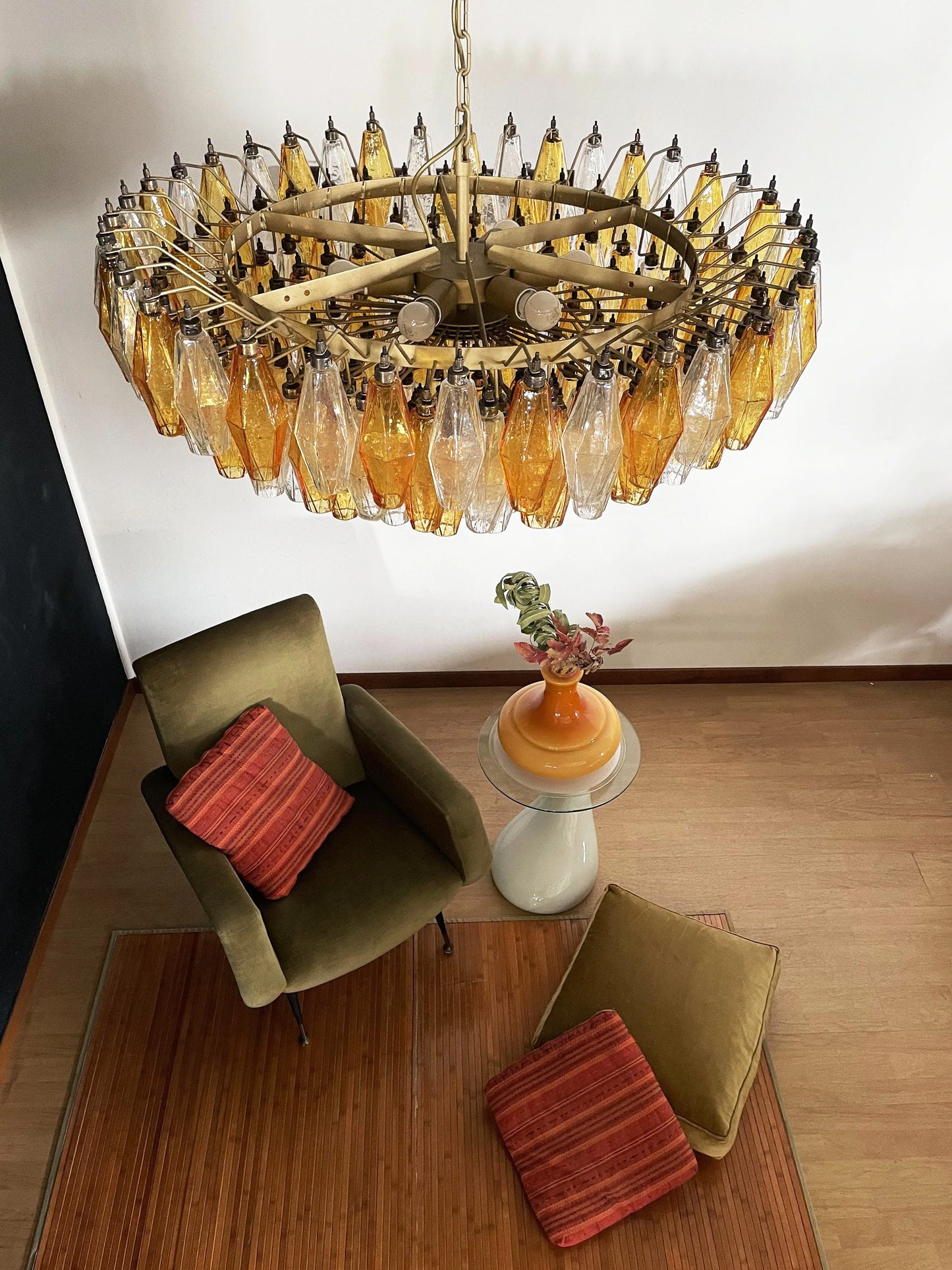 Murano Faceted Transparent Amber Glass Chandelier - Nuvé