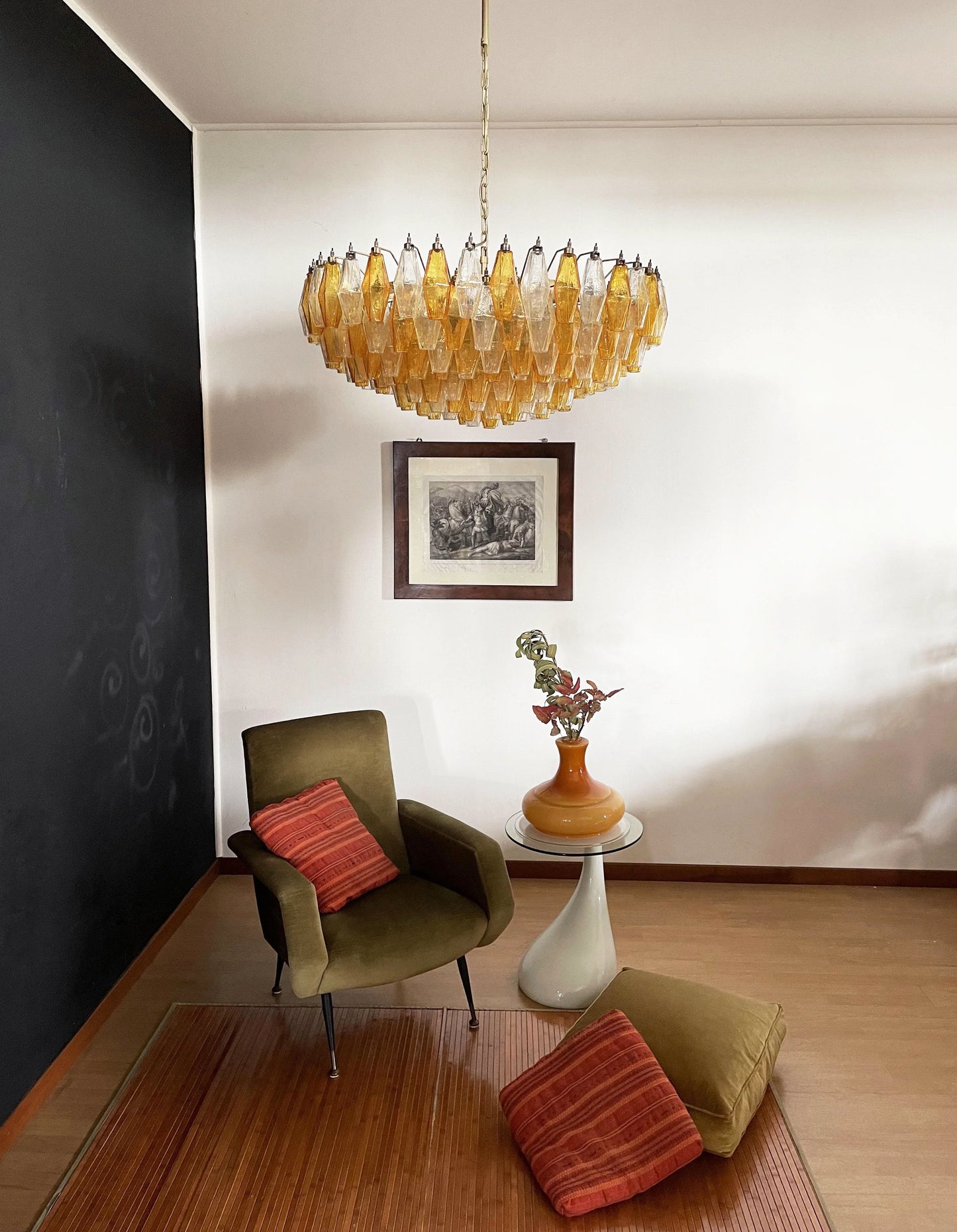 Murano Faceted Transparent Amber Glass Chandelier - Nuvé