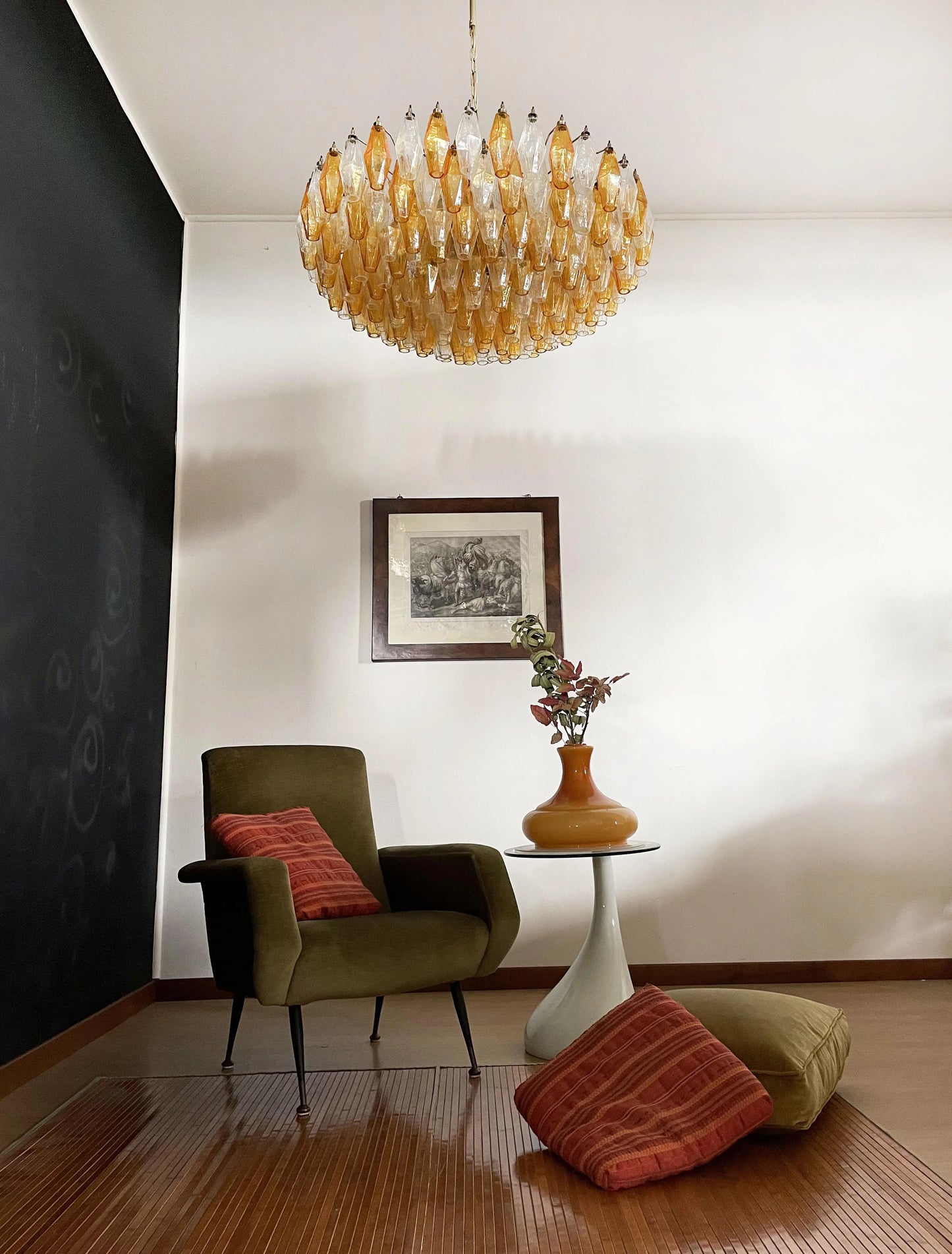 Murano Faceted Transparent Amber Glass Chandelier - Nuvé
