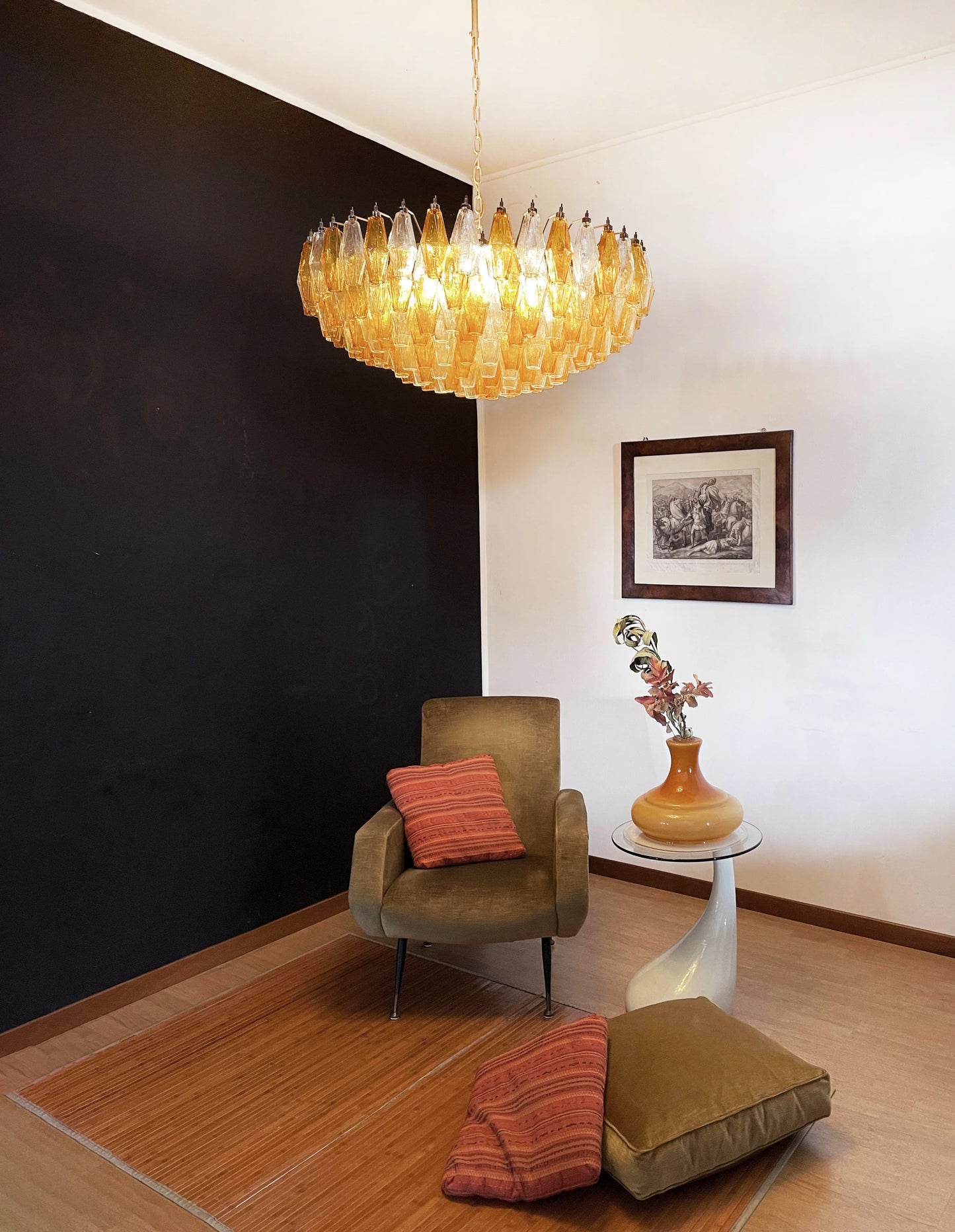 Murano Faceted Transparent Amber Glass Chandelier - Nuvé