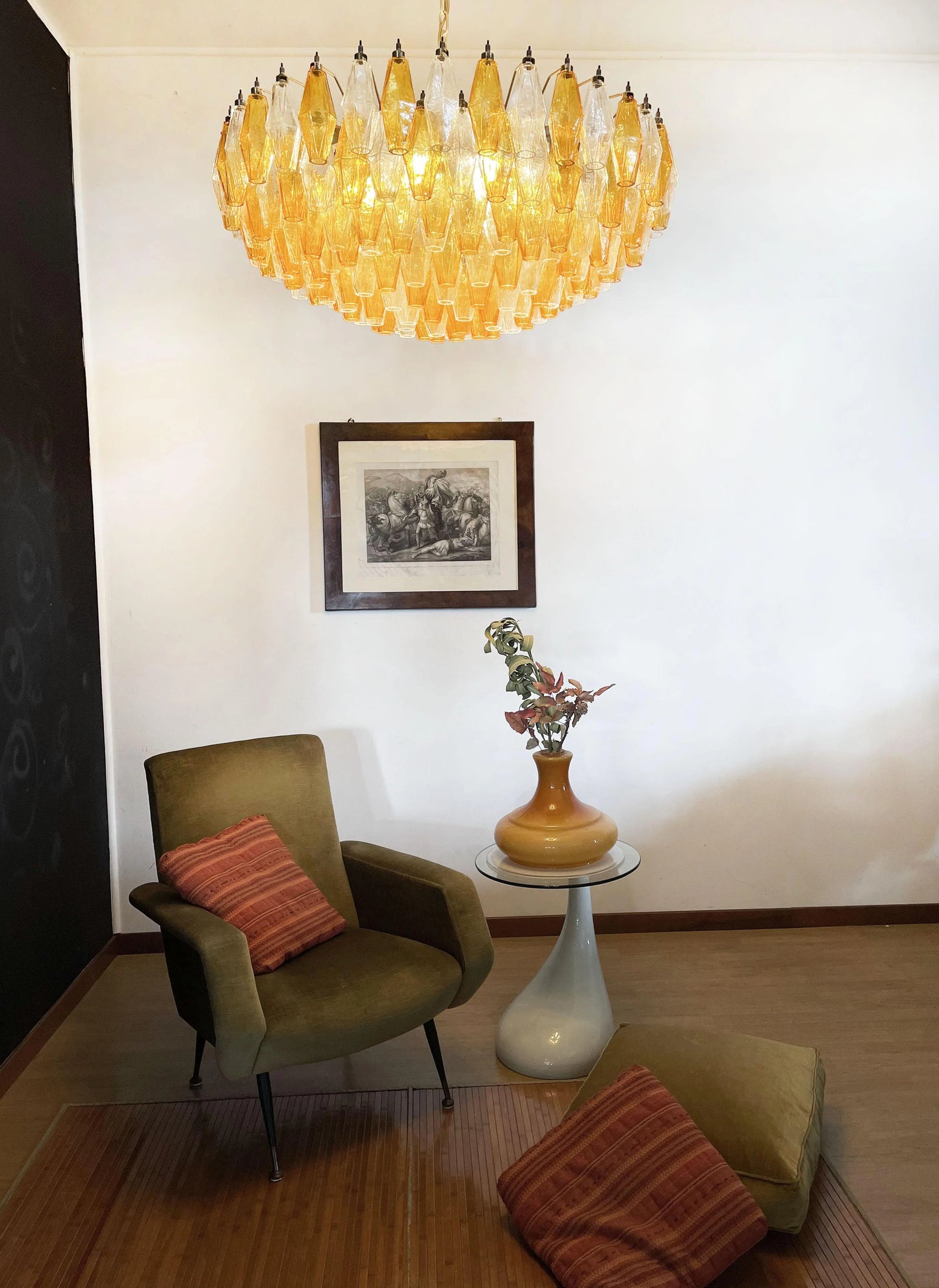 Murano Faceted Transparent Amber Glass Chandelier - Nuvé