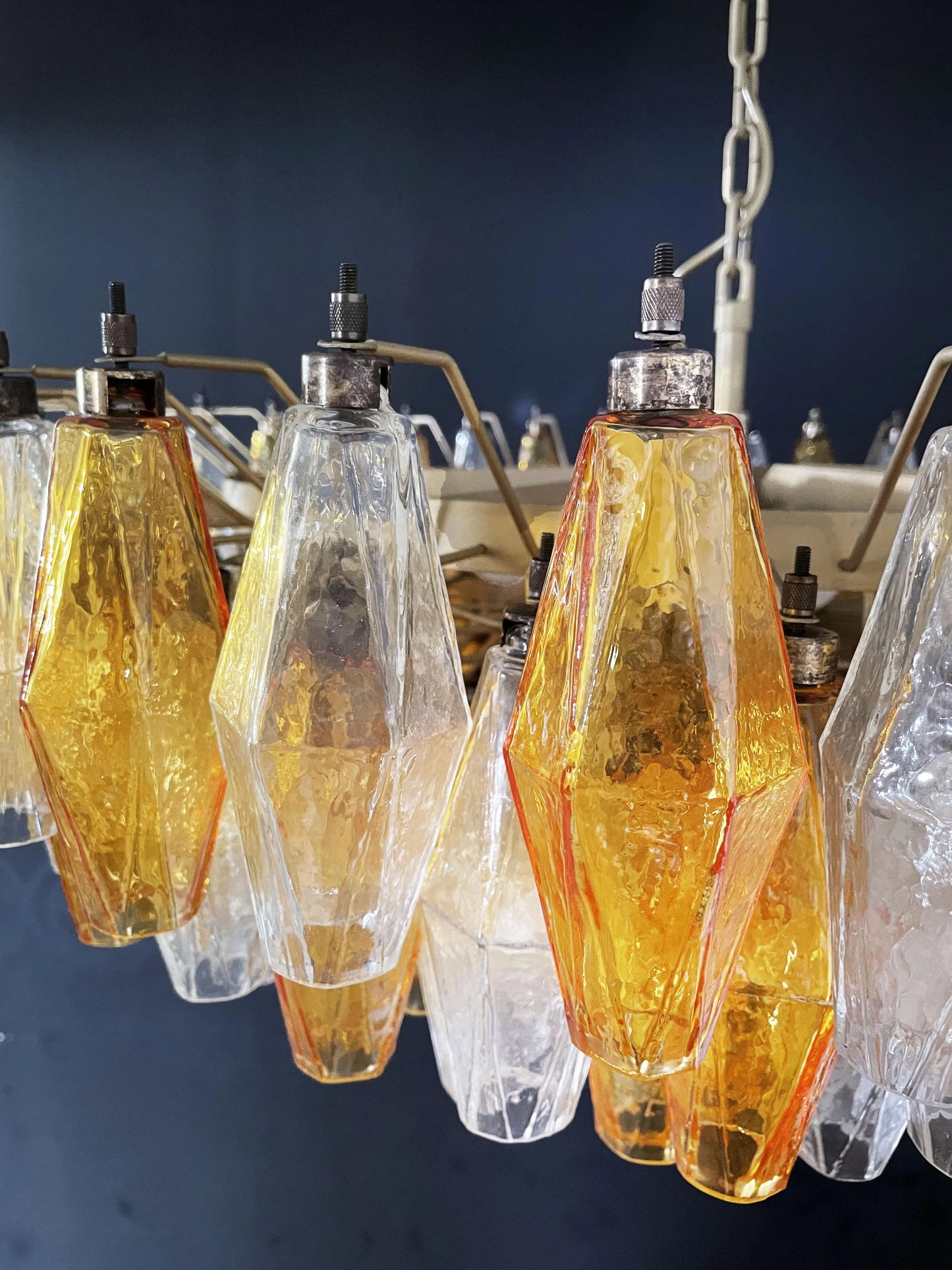 Murano Faceted Transparent Amber Glass Chandelier - Nuvé
