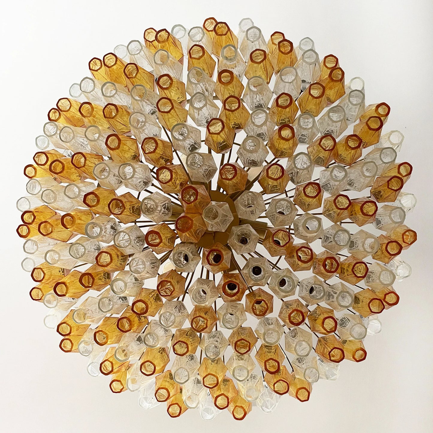 Murano Faceted Transparent Amber Glass Chandelier - Nuvé