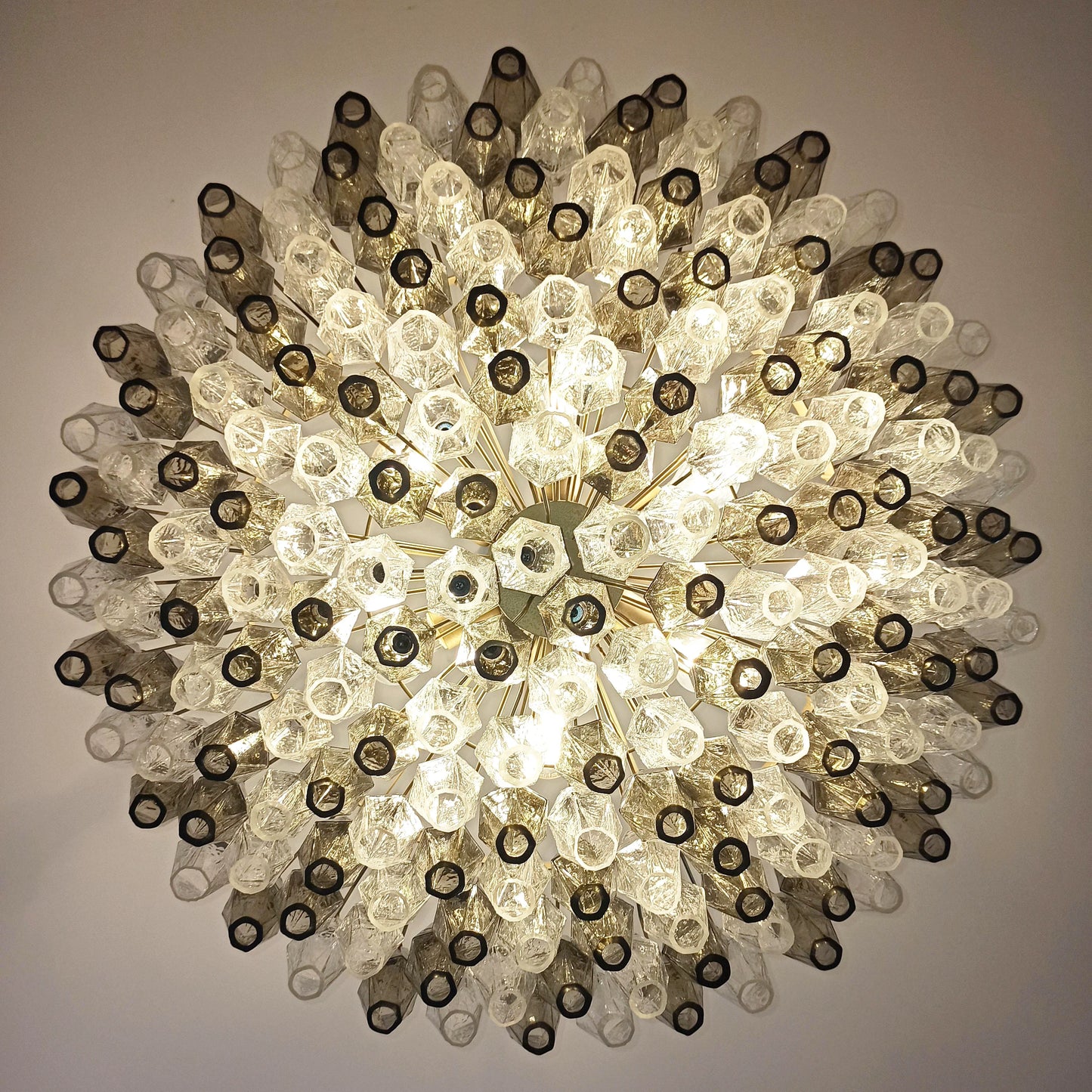 Murano Faceted Transparent Smoked Glass Chandelier - Nuvé