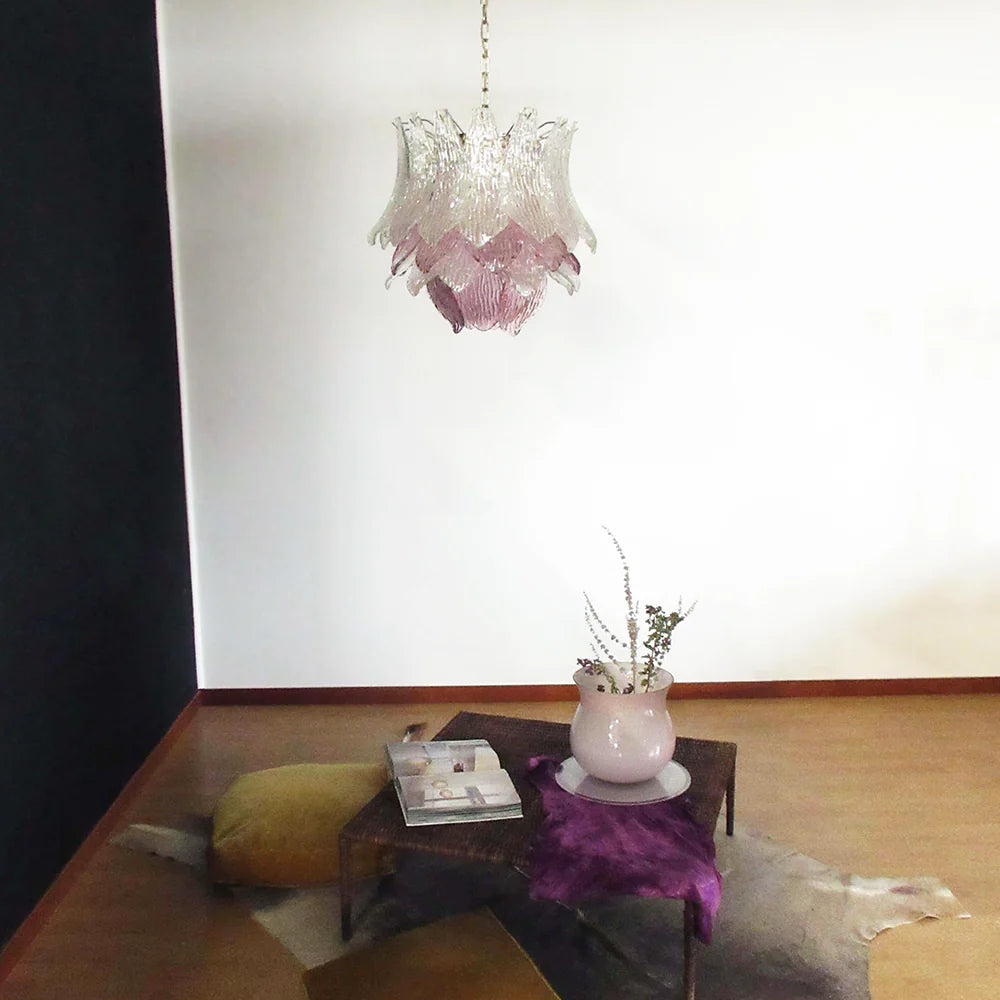 Vintage Murano Transparent Amethyst Glass Chandelier - Nuvé