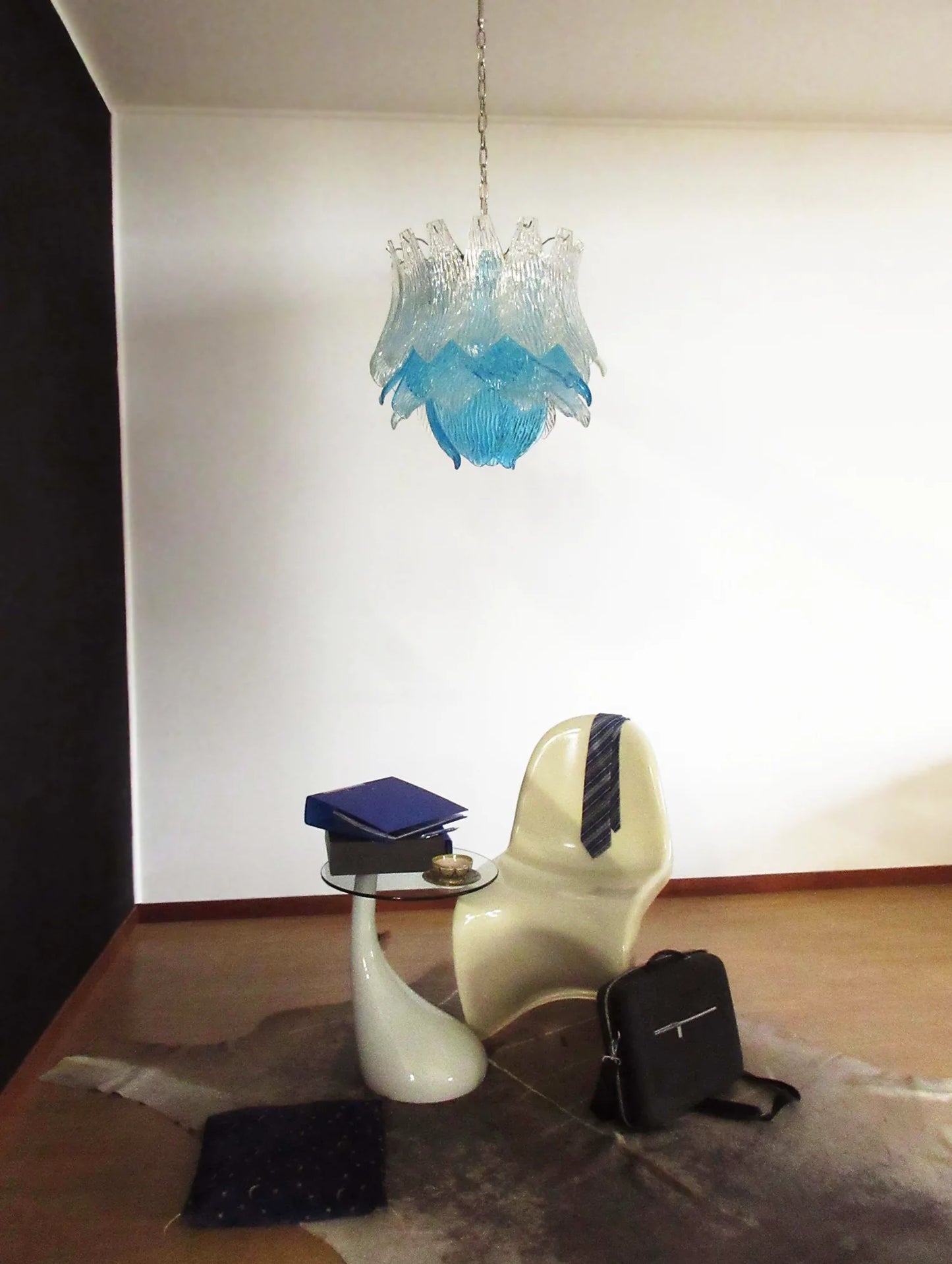 Vintage Murano Transparent Blue Glass Chandelier - Nuvé
