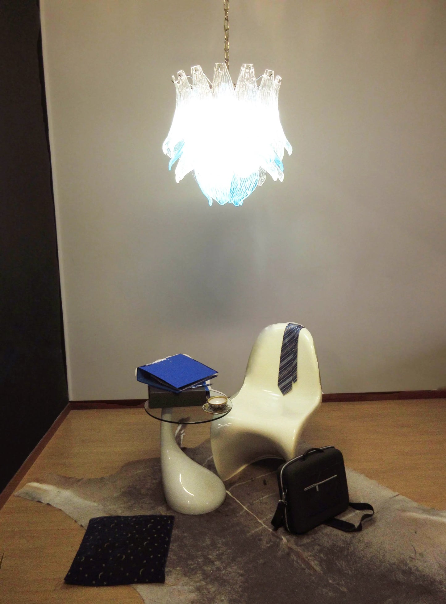 Vintage Murano Transparent Blue Glass Chandelier - Nuvé