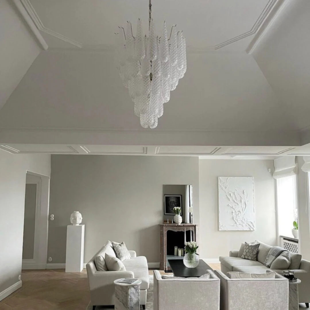 Vintage Transparent Murano Glass Petals Drop Chandelier - Nuvé