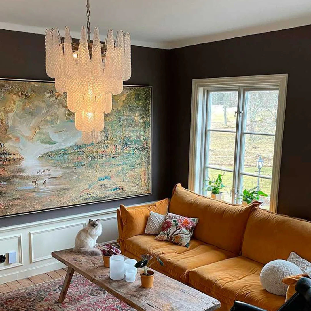 Vintage Transparent Murano Glass Petals Drop Chandelier - Nuvé