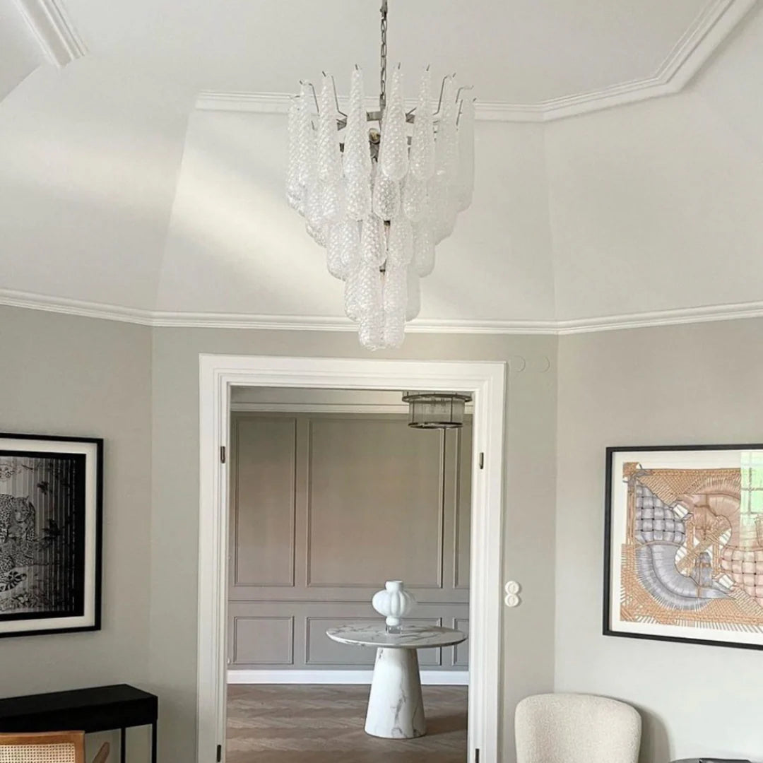 Vintage Transparent Murano Glass Petals Drop Chandelier - Nuvé