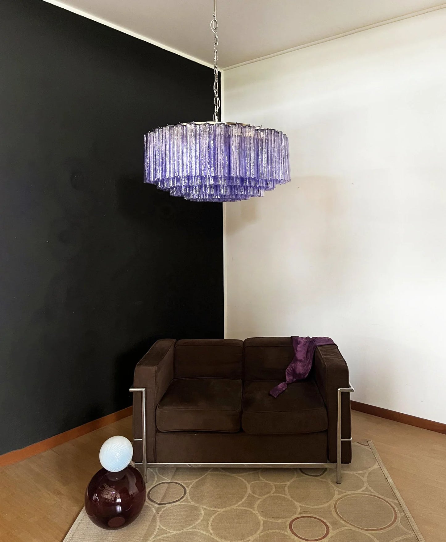 Murano Large Amethyst Glass Tube Chandelier - Nuvé