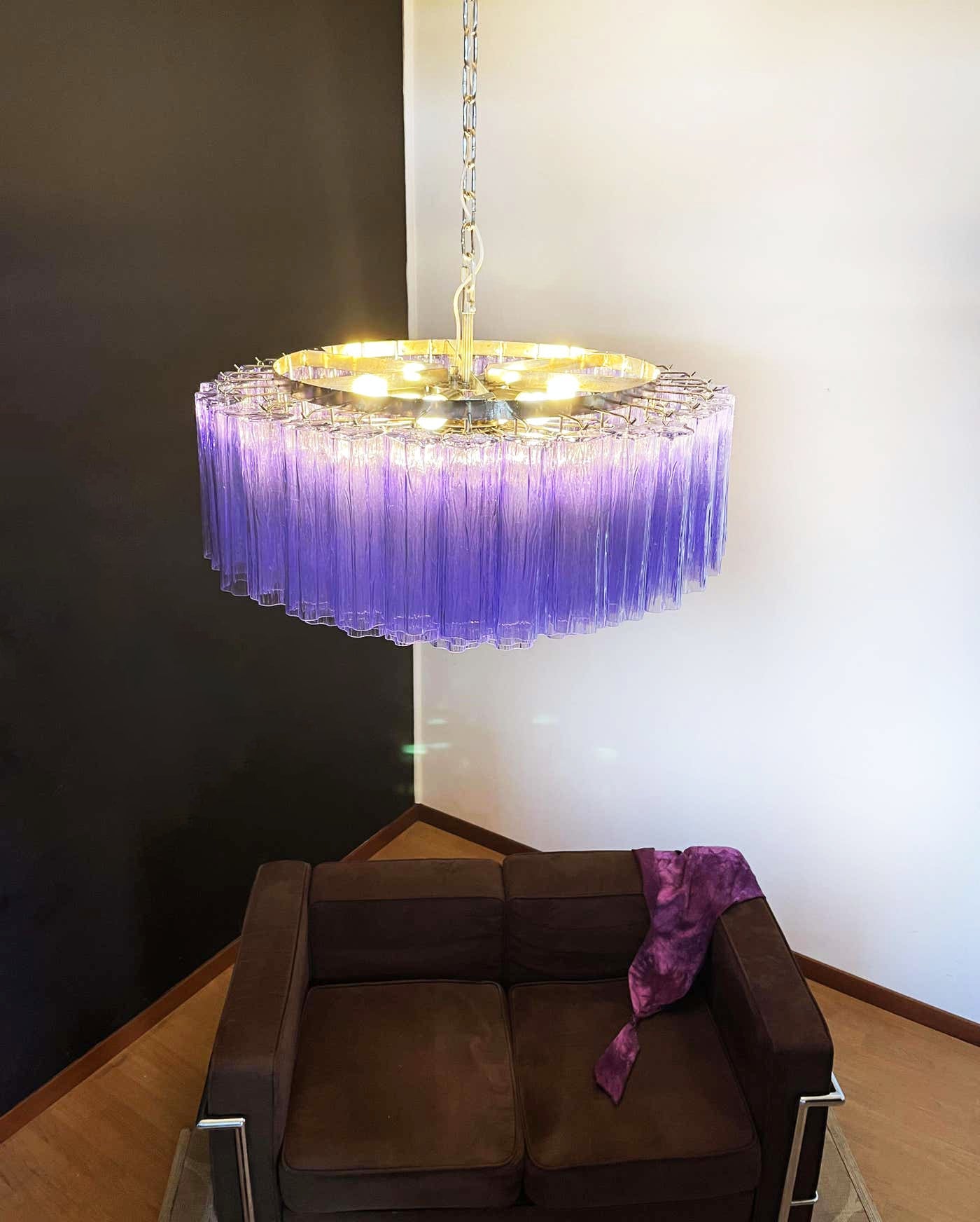 Murano Large Amethyst Glass Tube Chandelier - Nuvé