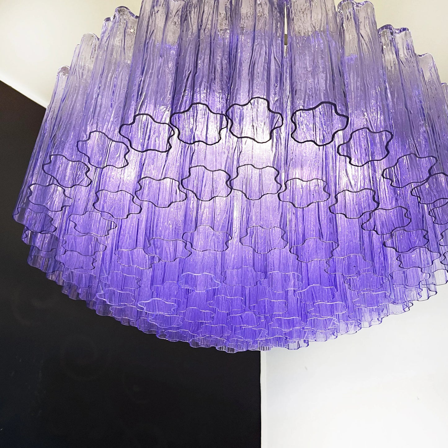 Murano Large Amethyst Glass Tube Chandelier - Nuvé