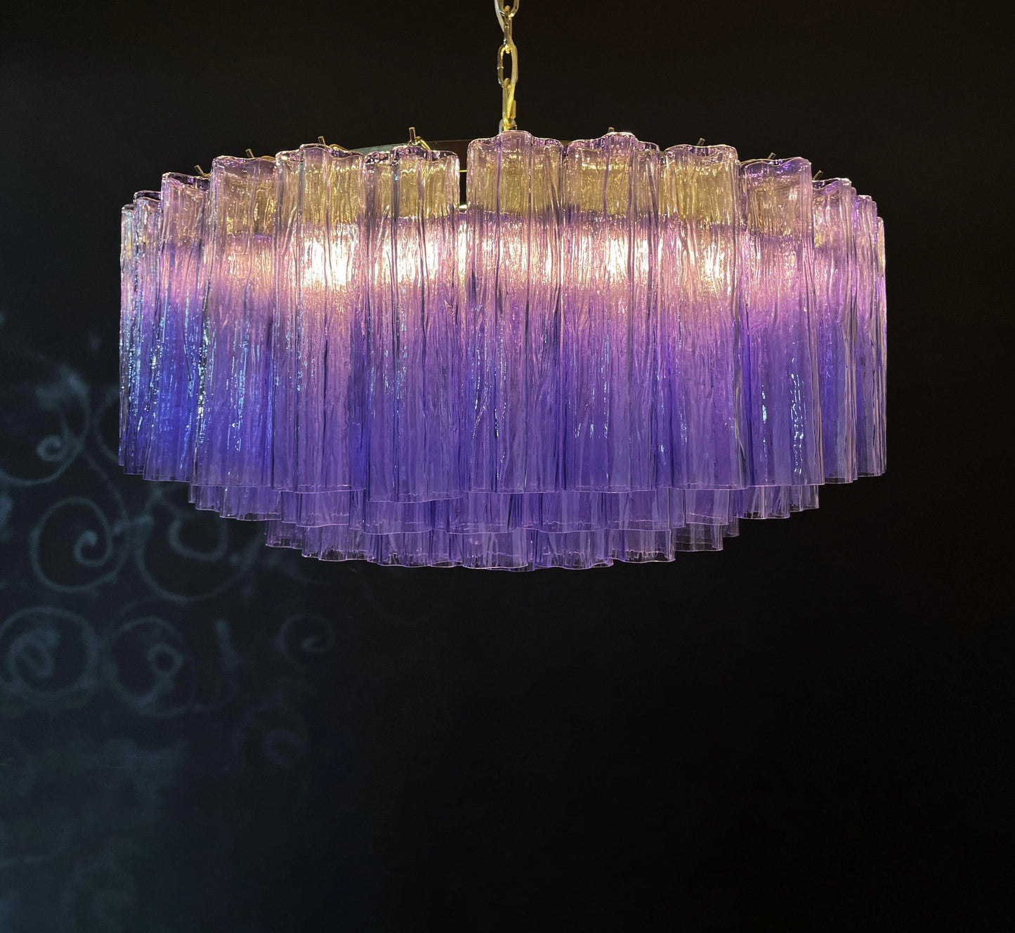 Murano Large Amethyst Glass Tube Chandelier - Nuvé