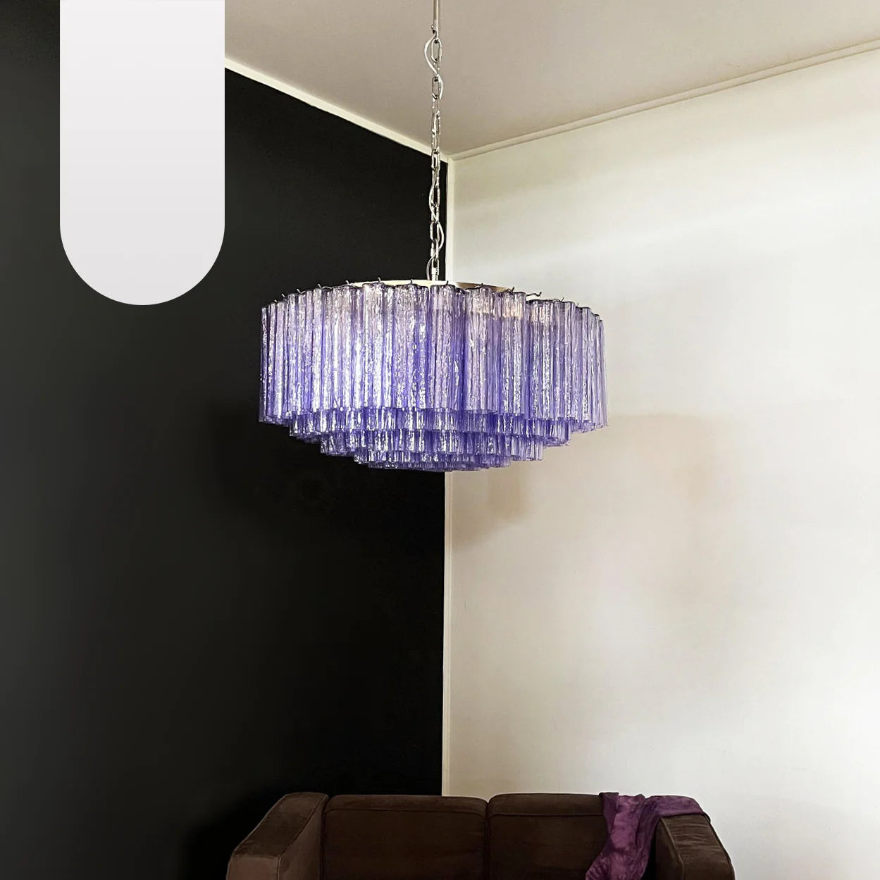 Murano Large Amethyst Glass Tube Chandelier - Nuvé