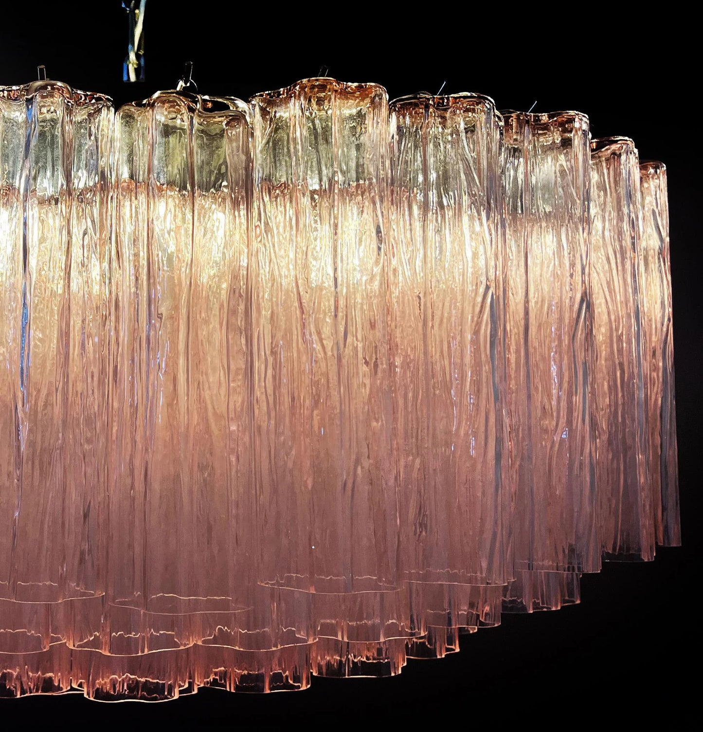 Murano Large Pink Glass Tube Chandelier - Nuvé