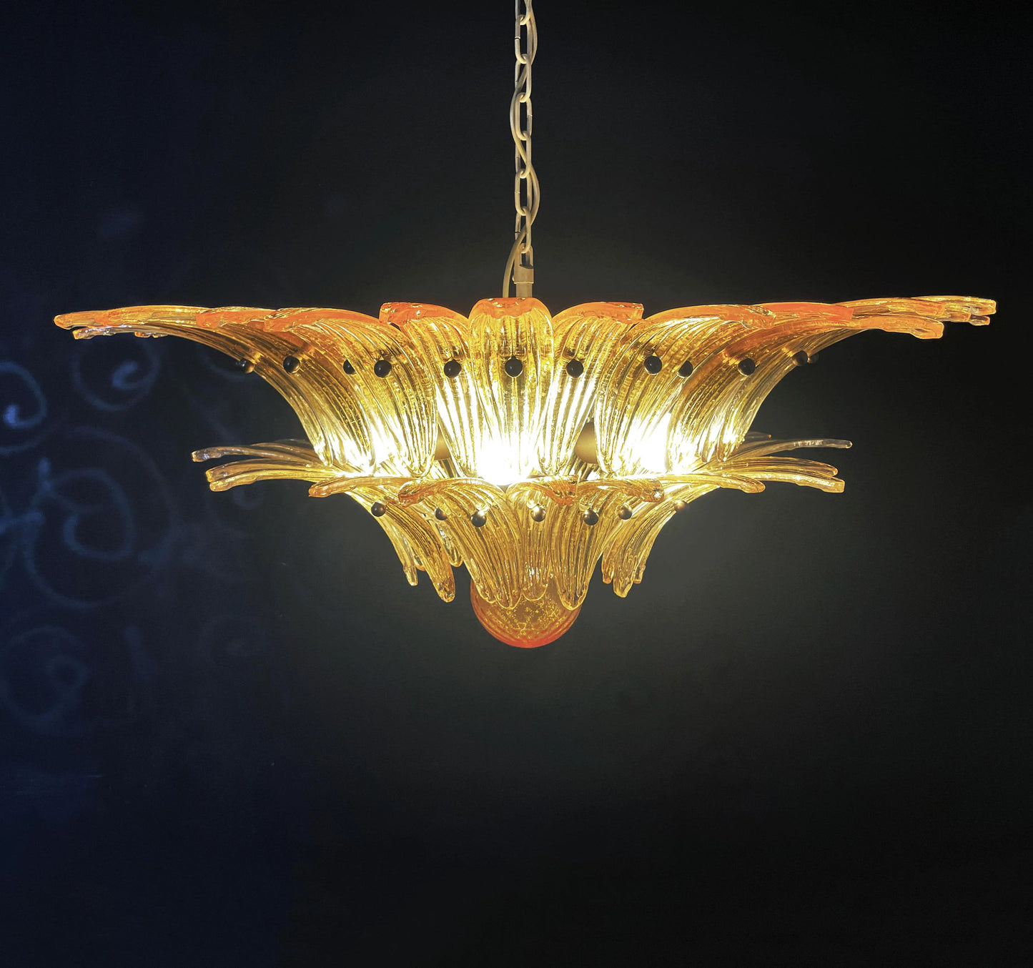 Murano Palmette Amber Chandelier - Nuvé