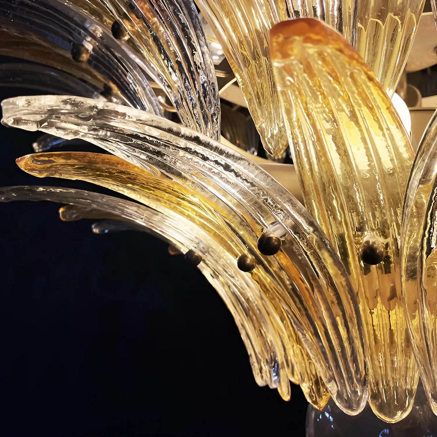 Murano Palmette Amber Trasparent Chandelier - Nuvé