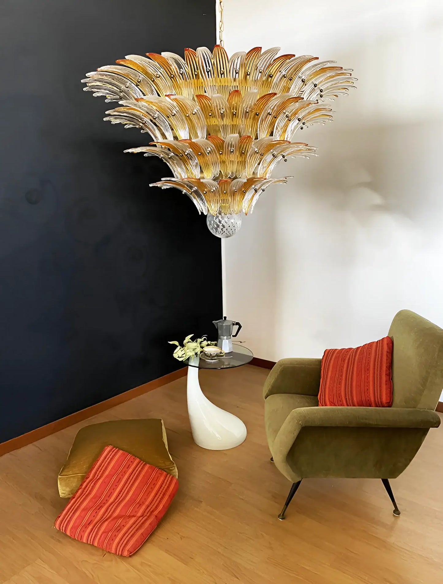 Murano Palmette Amber Trasparent Chandelier - Nuvé