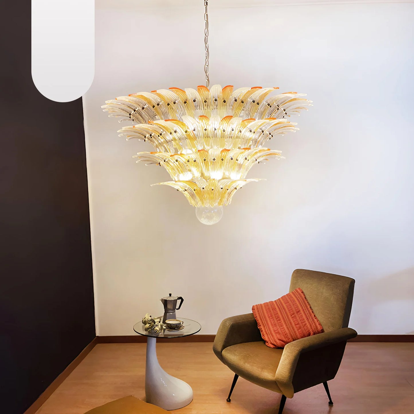 Murano Palmette Amber Trasparent Chandelier - Nuvé