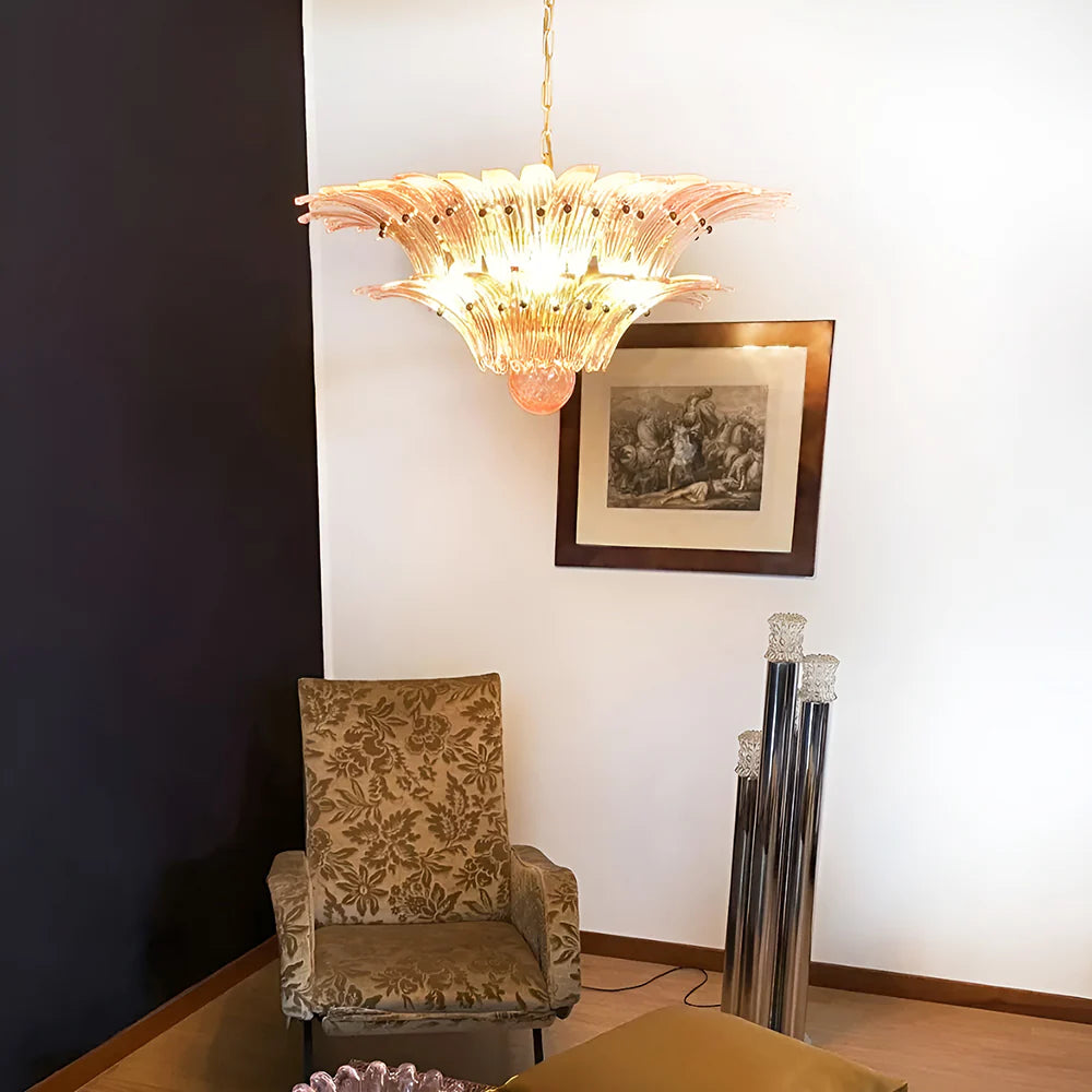 Murano Palmette Pink Chandelier - Nuvé