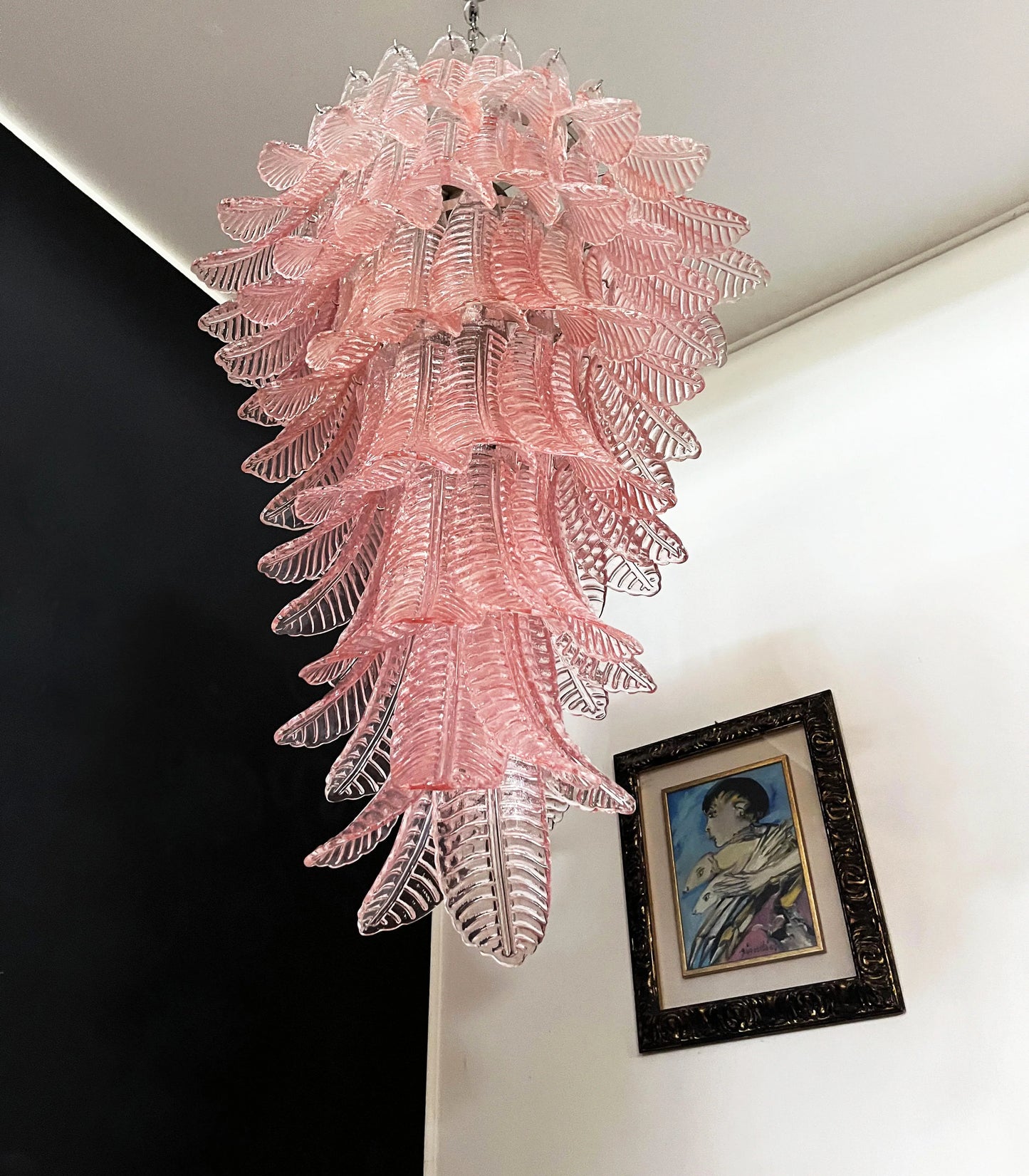 Murano Pink Felch Spiral Chandelier - Nuvé