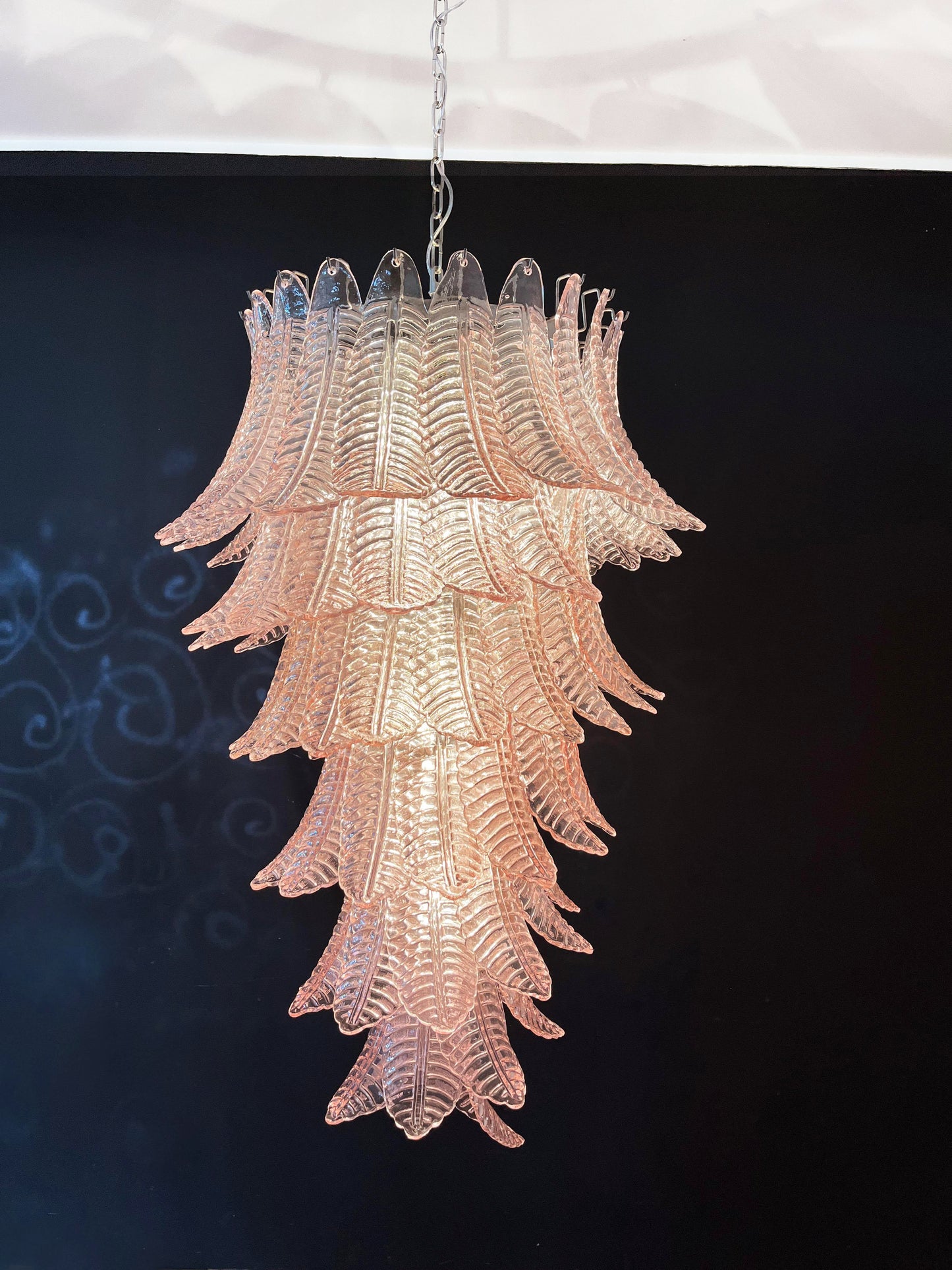 Murano Pink Felch Spiral Chandelier - Nuvé