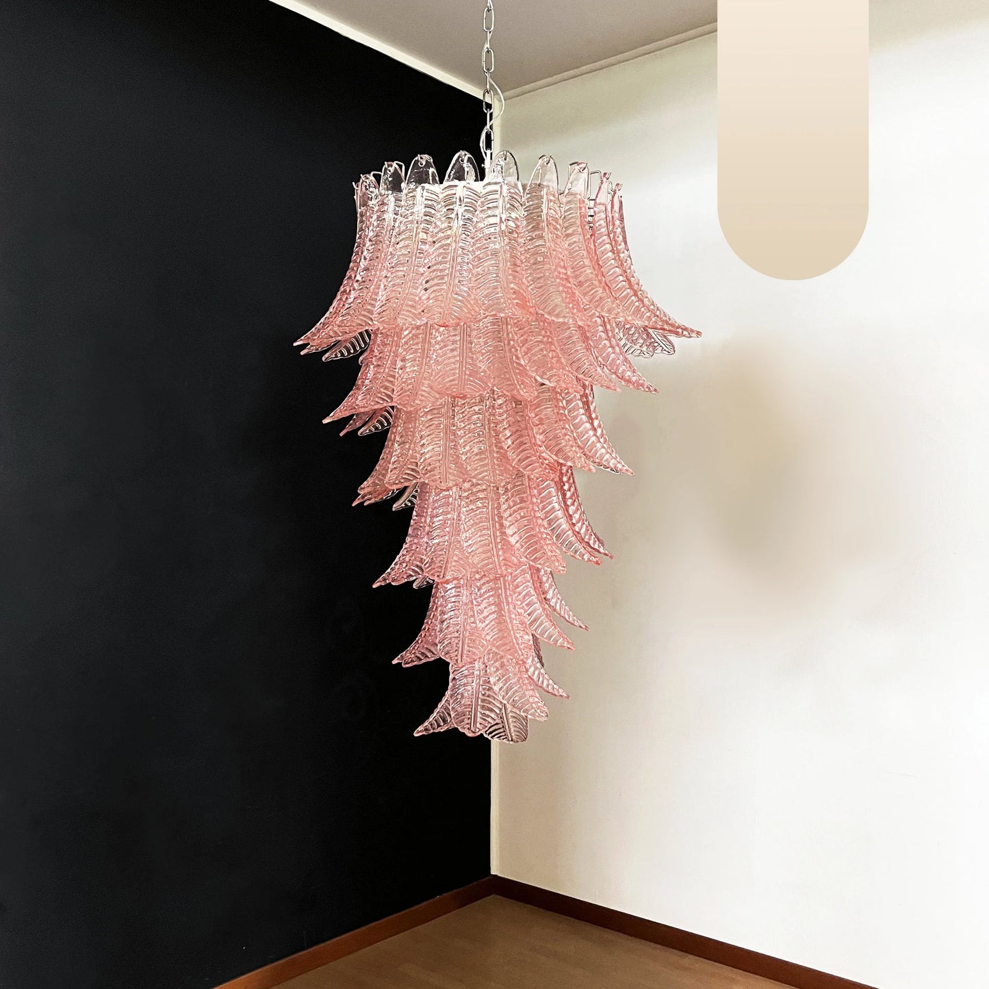 Murano Pink Felch Spiral Chandelier - Nuvé