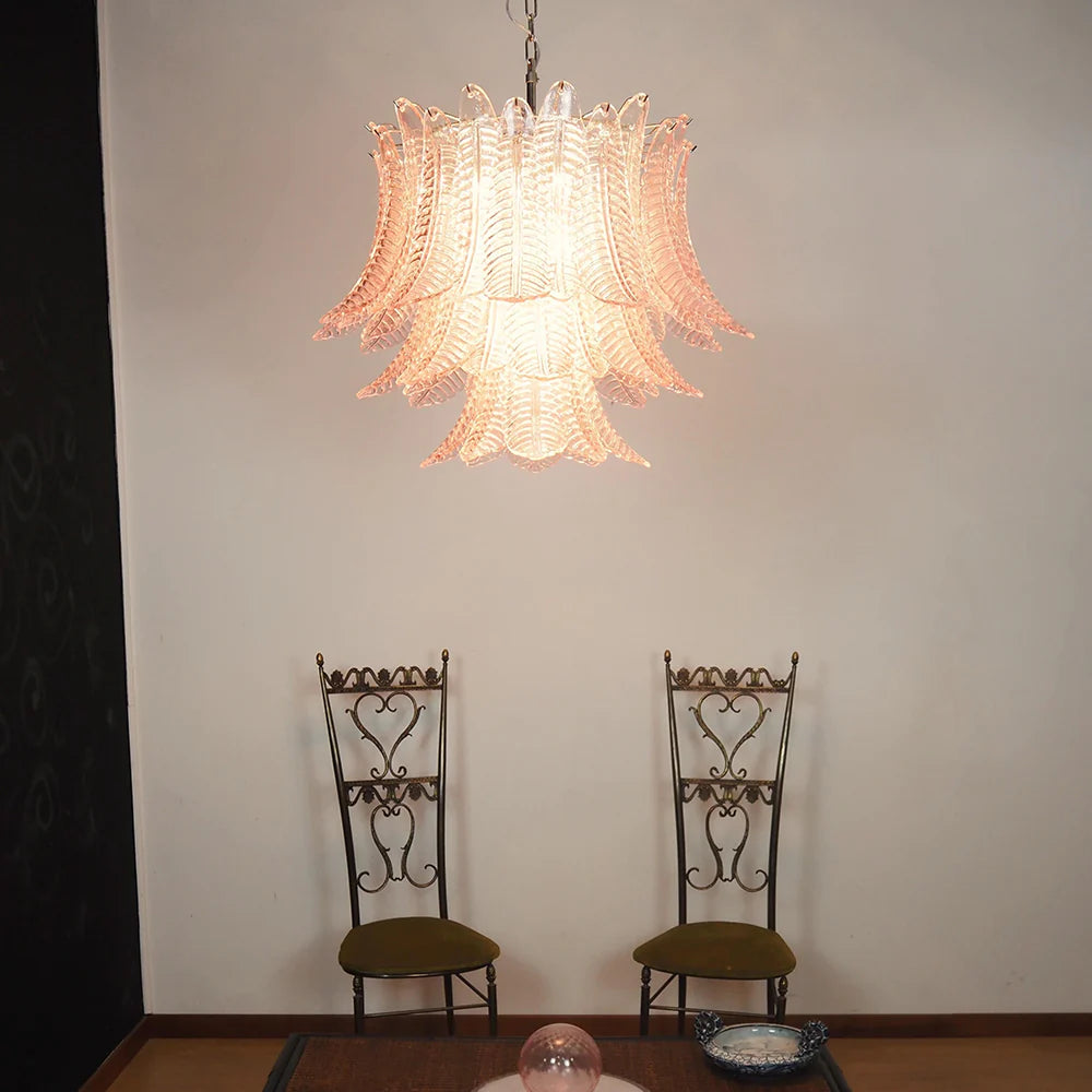 Murano Pink Ferns Glass Chandelier - Nuvé