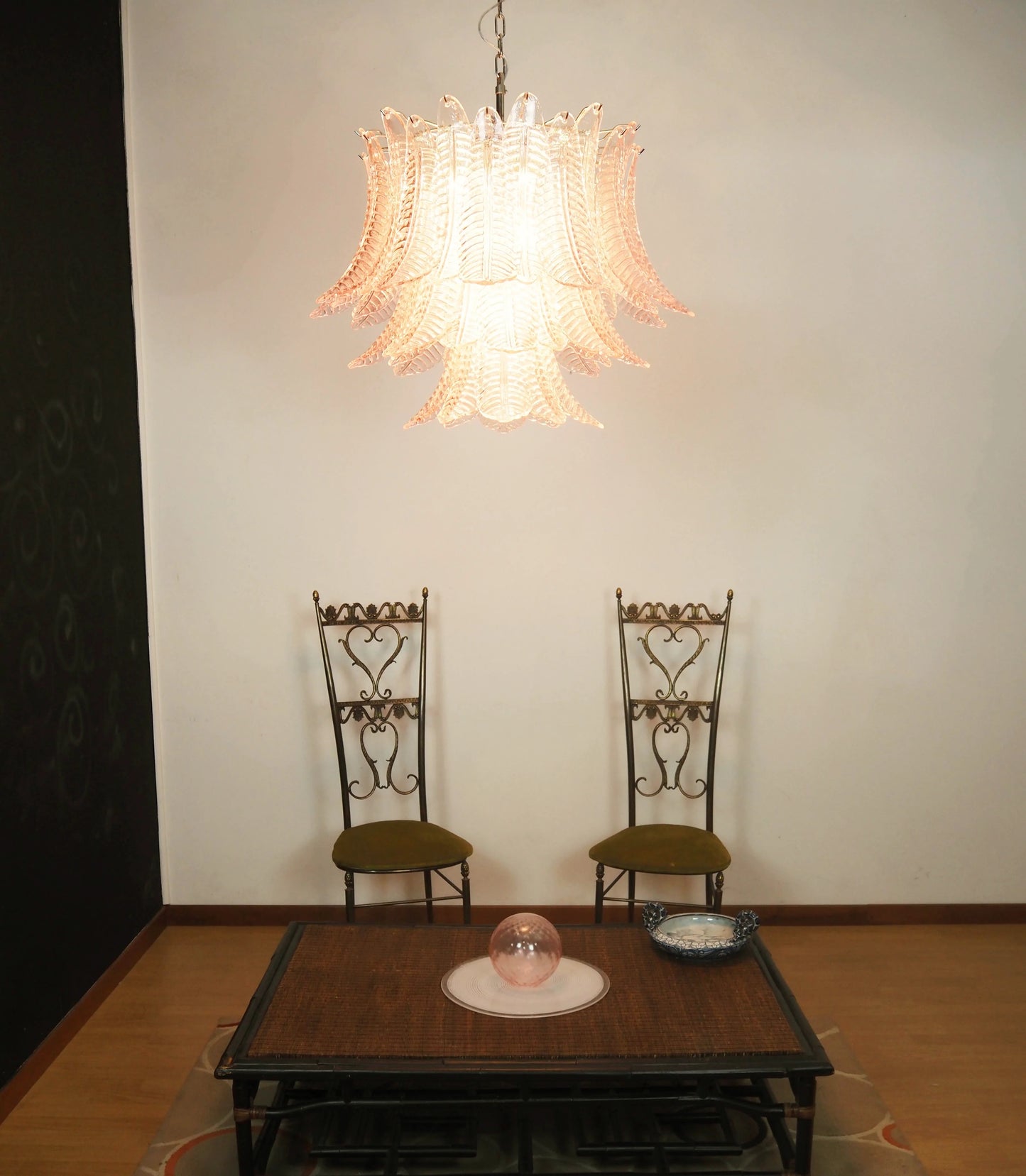 Murano Pink Ferns Glass Chandelier - Nuvé