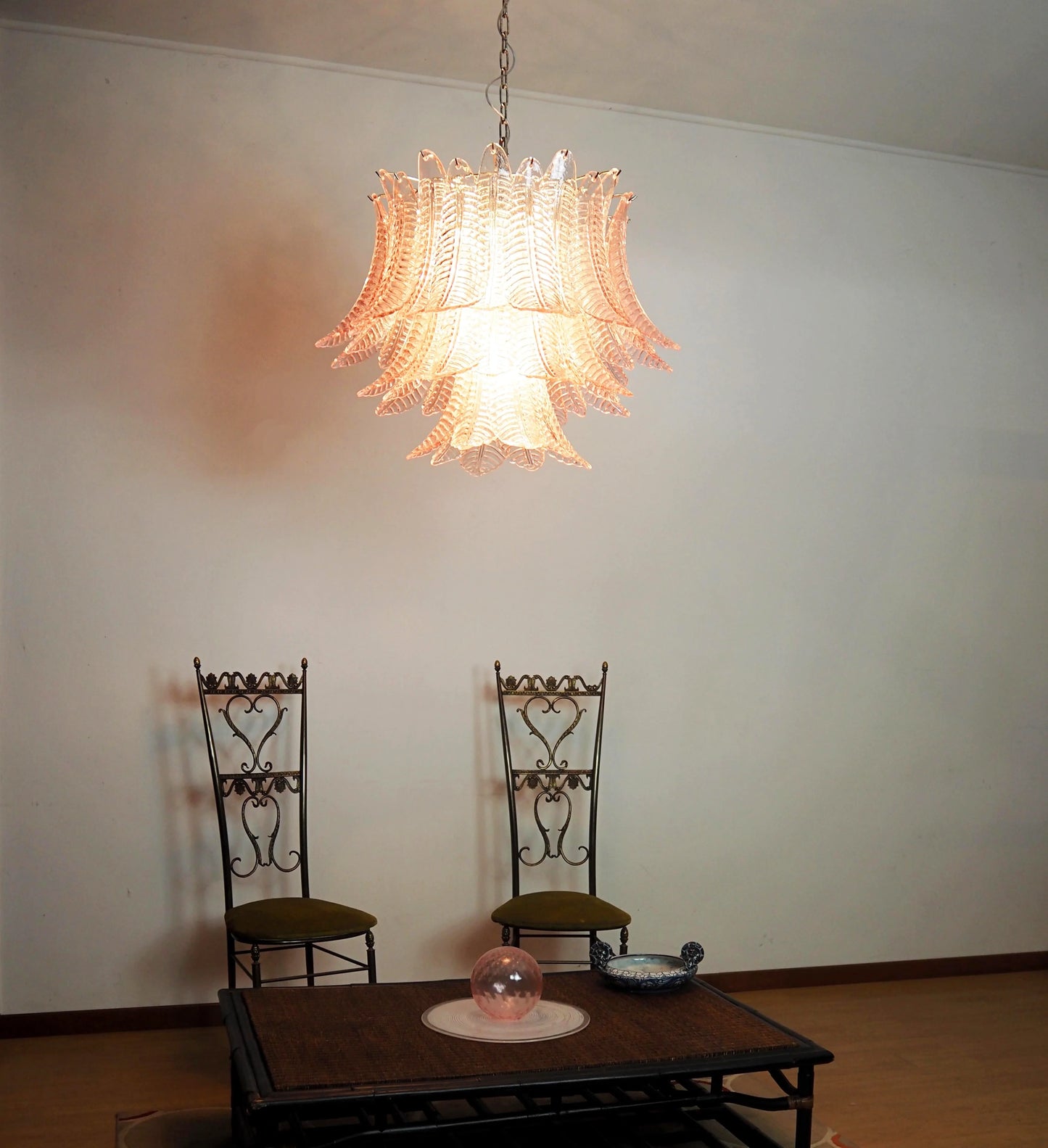 Murano Pink Ferns Glass Chandelier - Nuvé
