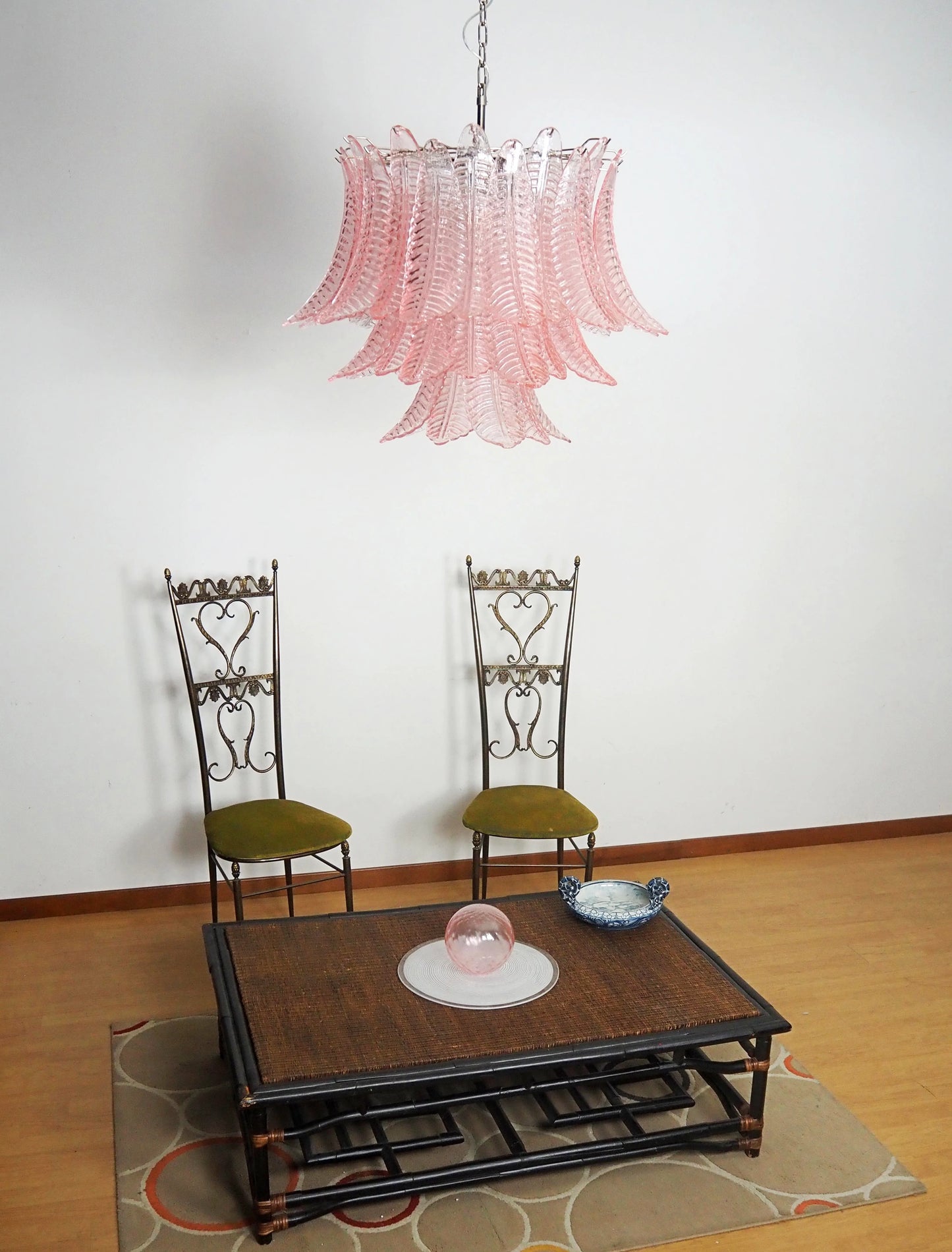 Murano Pink Ferns Glass Chandelier - Nuvé