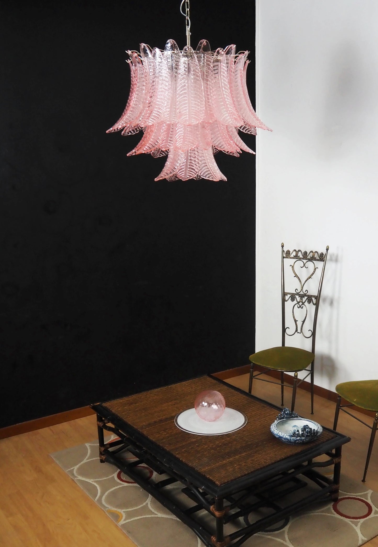 Murano Pink Ferns Glass Chandelier - Nuvé