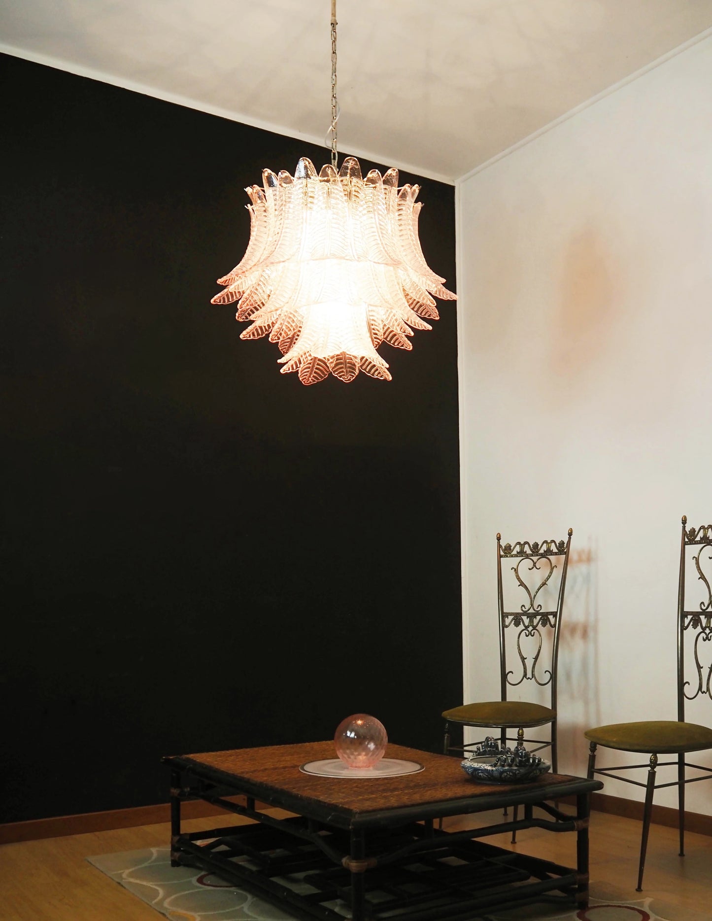 Murano Pink Ferns Glass Chandelier - Nuvé