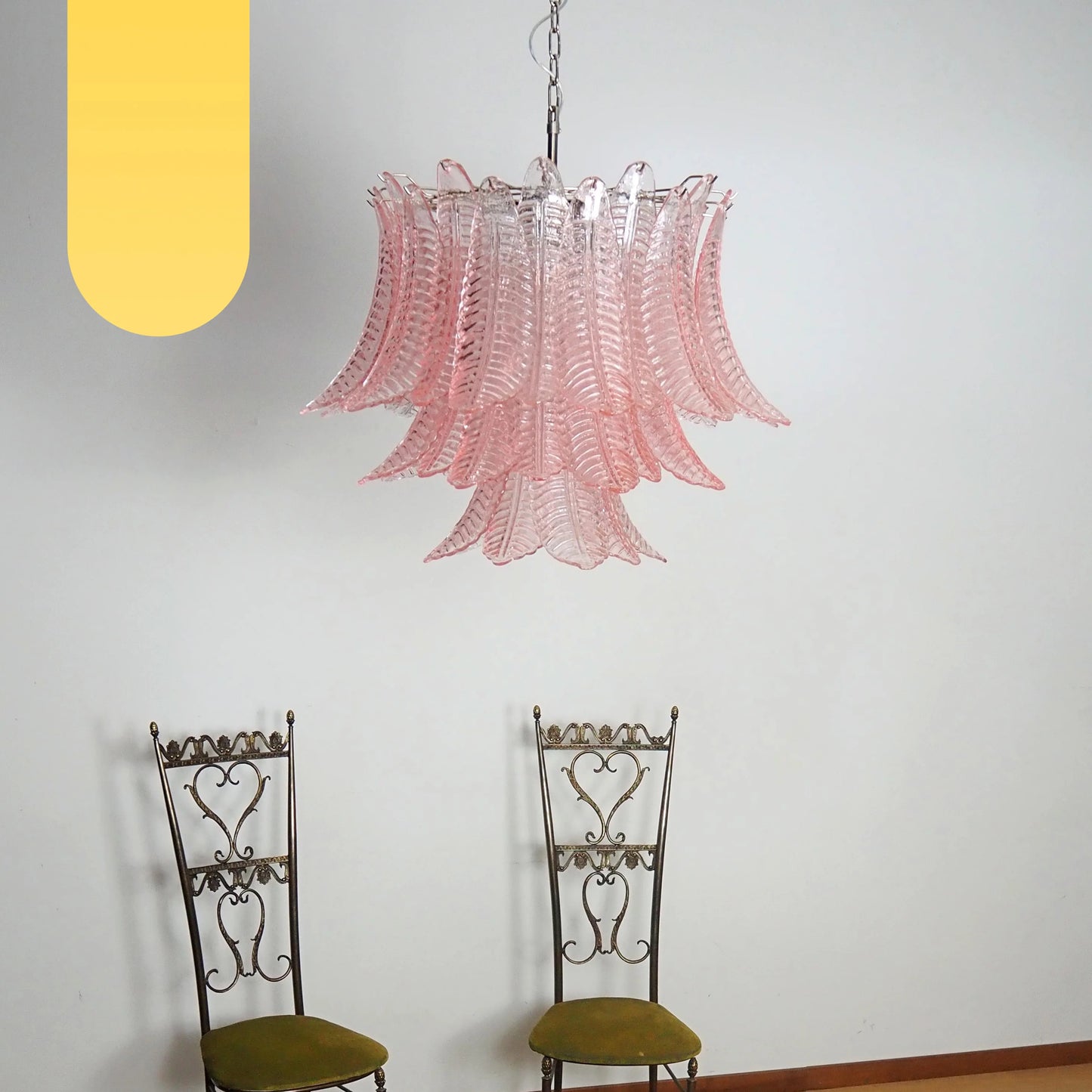 Murano Pink Ferns Glass Chandelier - Nuvé