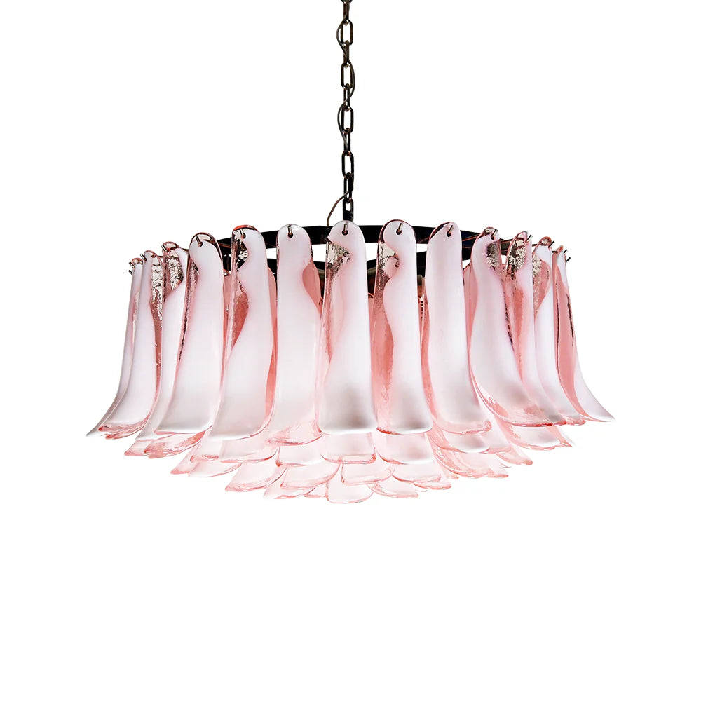 Murano Pink Glass Petal Chandelier - Nuvé