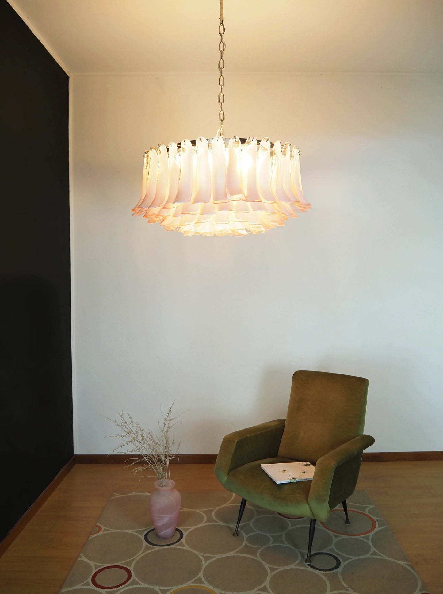 Murano Pink Glass Petal Chandelier - Nuvé
