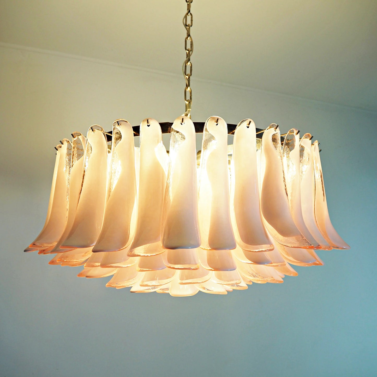 Murano Pink Glass Petal Chandelier - Nuvé