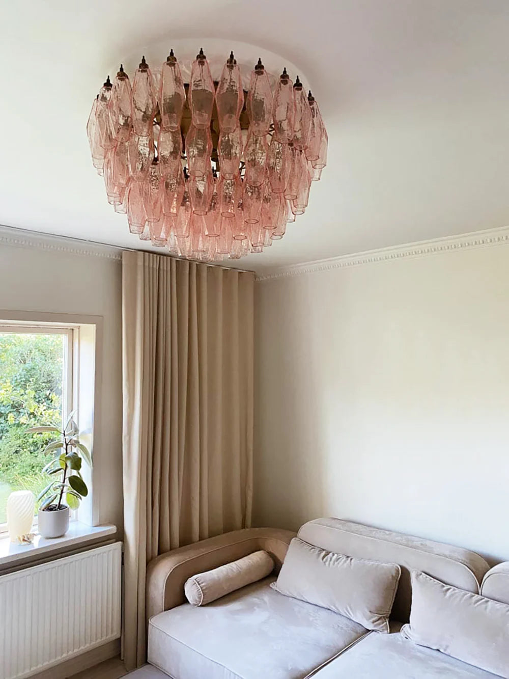 Murano Poliedri Pink Ceiling Light - Nuvé