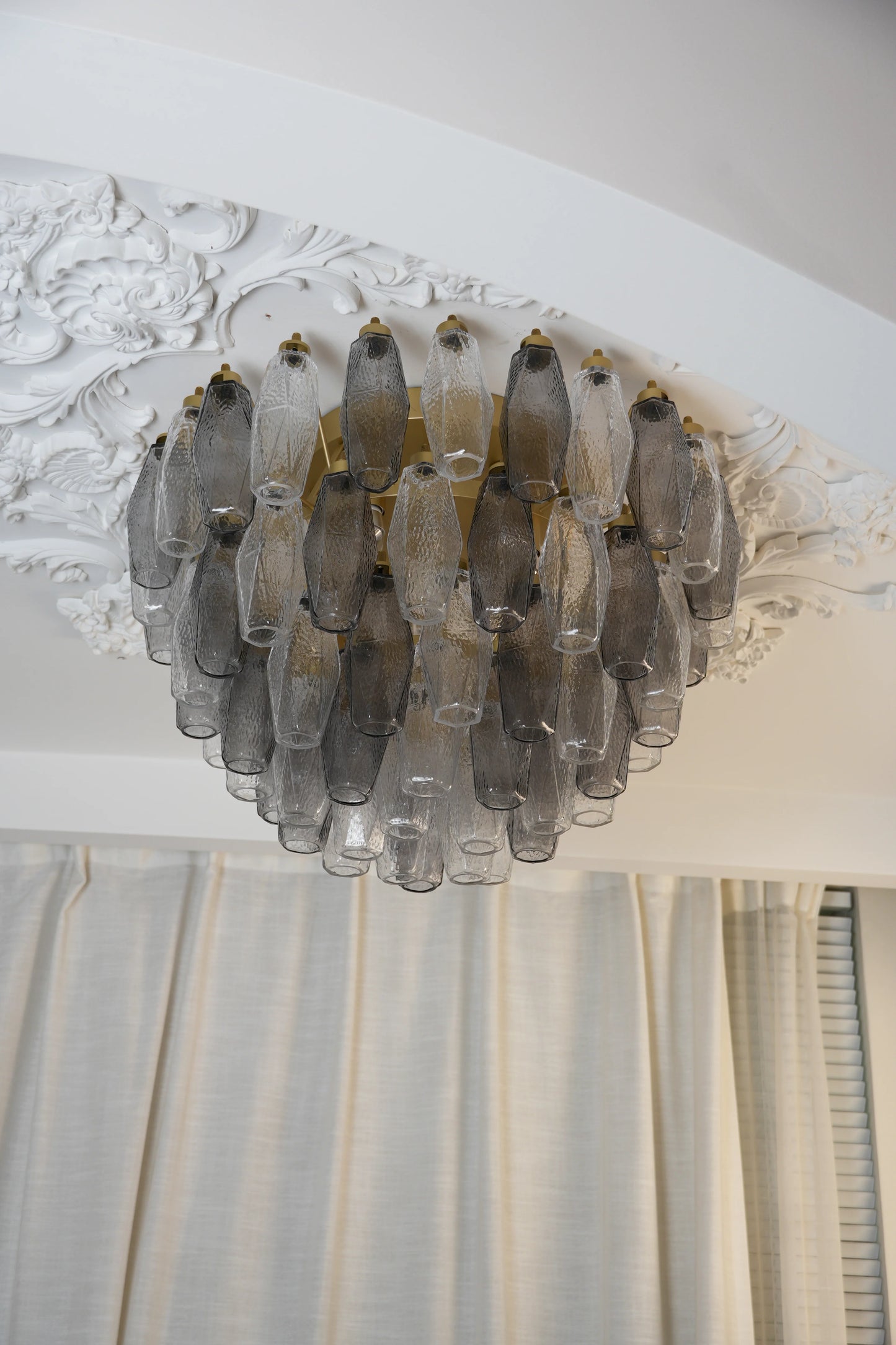 Murano Poliedri Transparent Smoked Ceiling Light - Nuvé