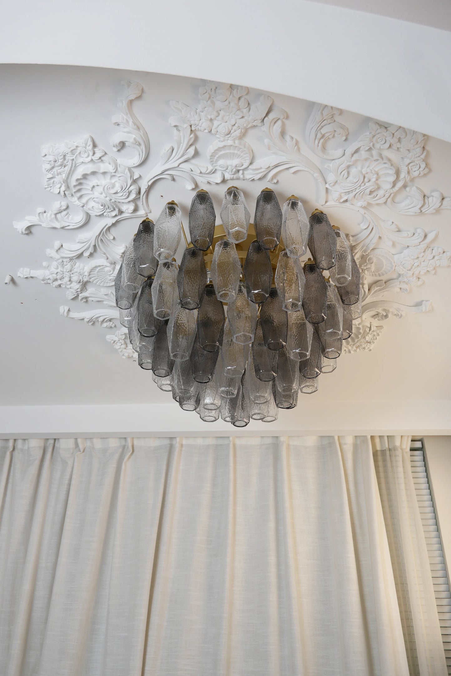 Murano Poliedri Transparent Smoked Ceiling Light - Nuvé