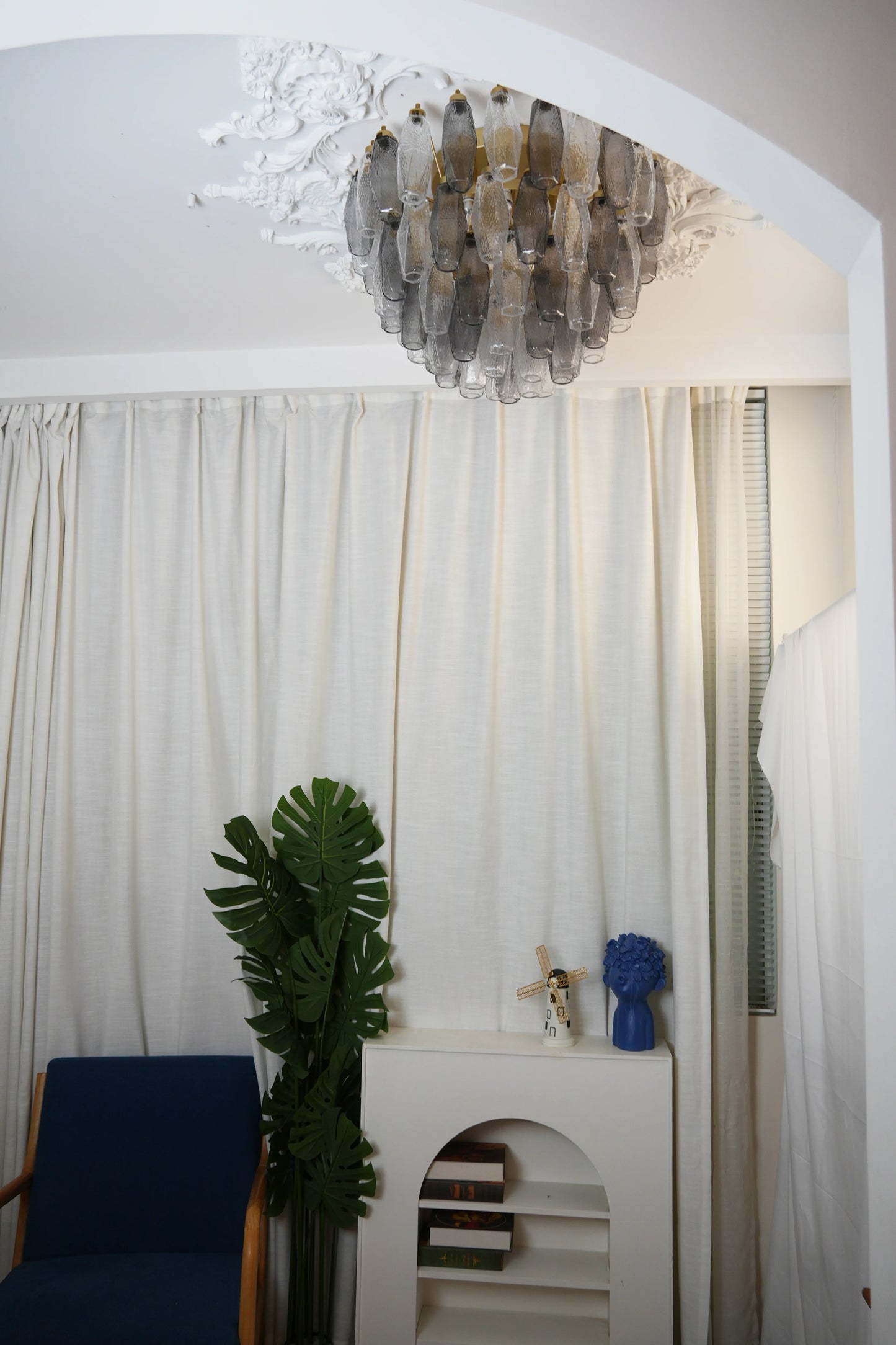 Murano Poliedri Transparent Smoked Ceiling Light - Nuvé