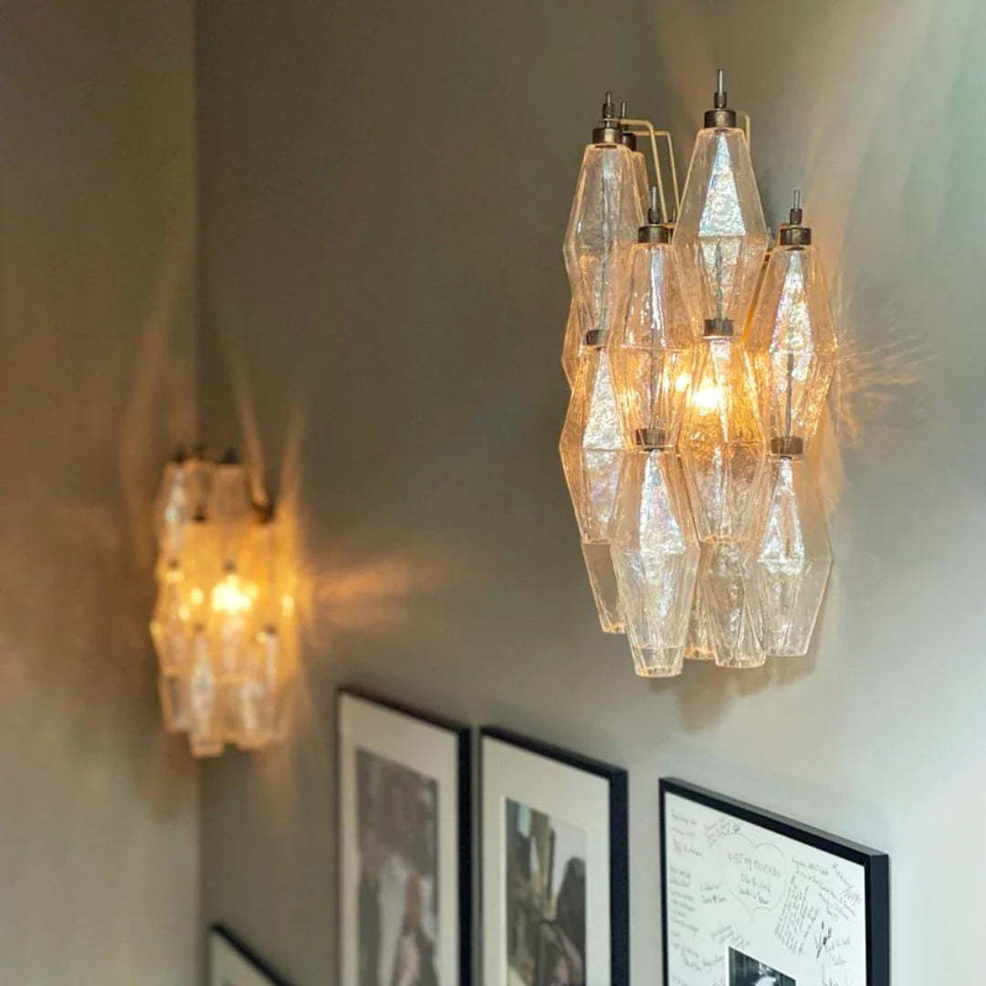 Murano Poliedri Transparent Glass Wall Sconces - Nuvé
