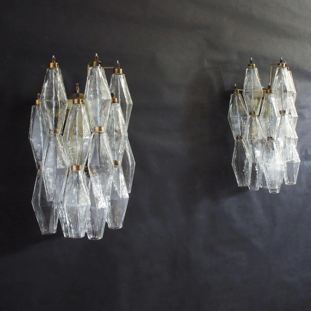 Murano Poliedri Transparent Glass Wall Sconces - Nuvé