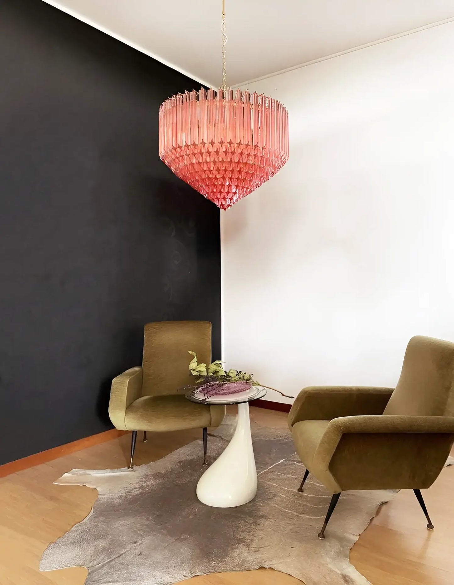 Murano Quadriedri Prisms Pink Chandelier - Nuvé