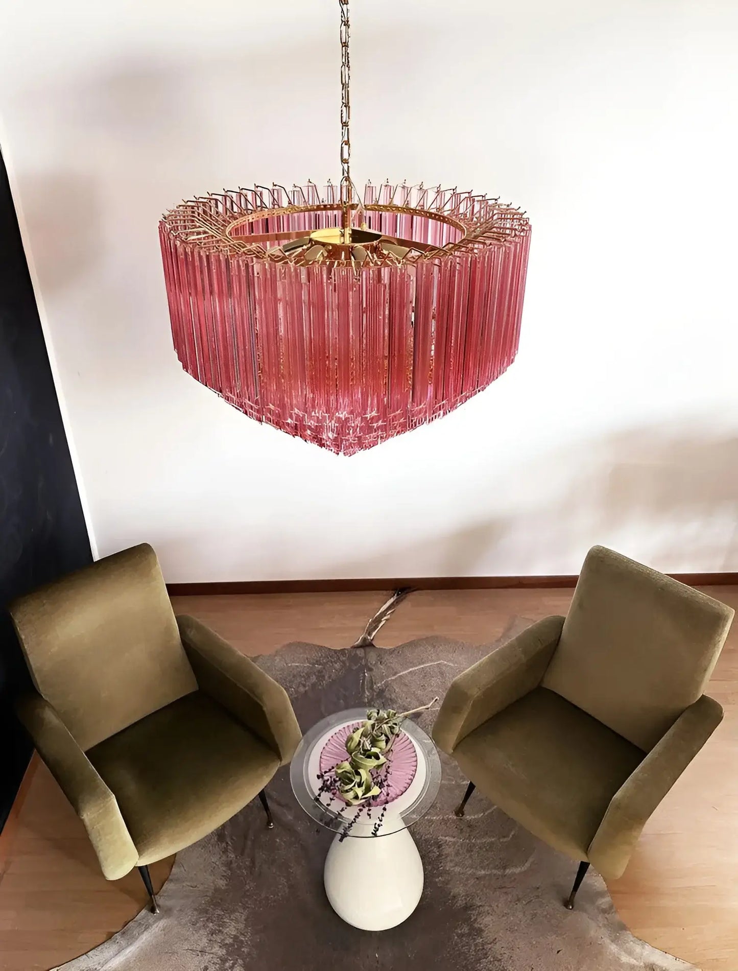 Murano Quadriedri Prisms Pink Chandelier - Nuvé