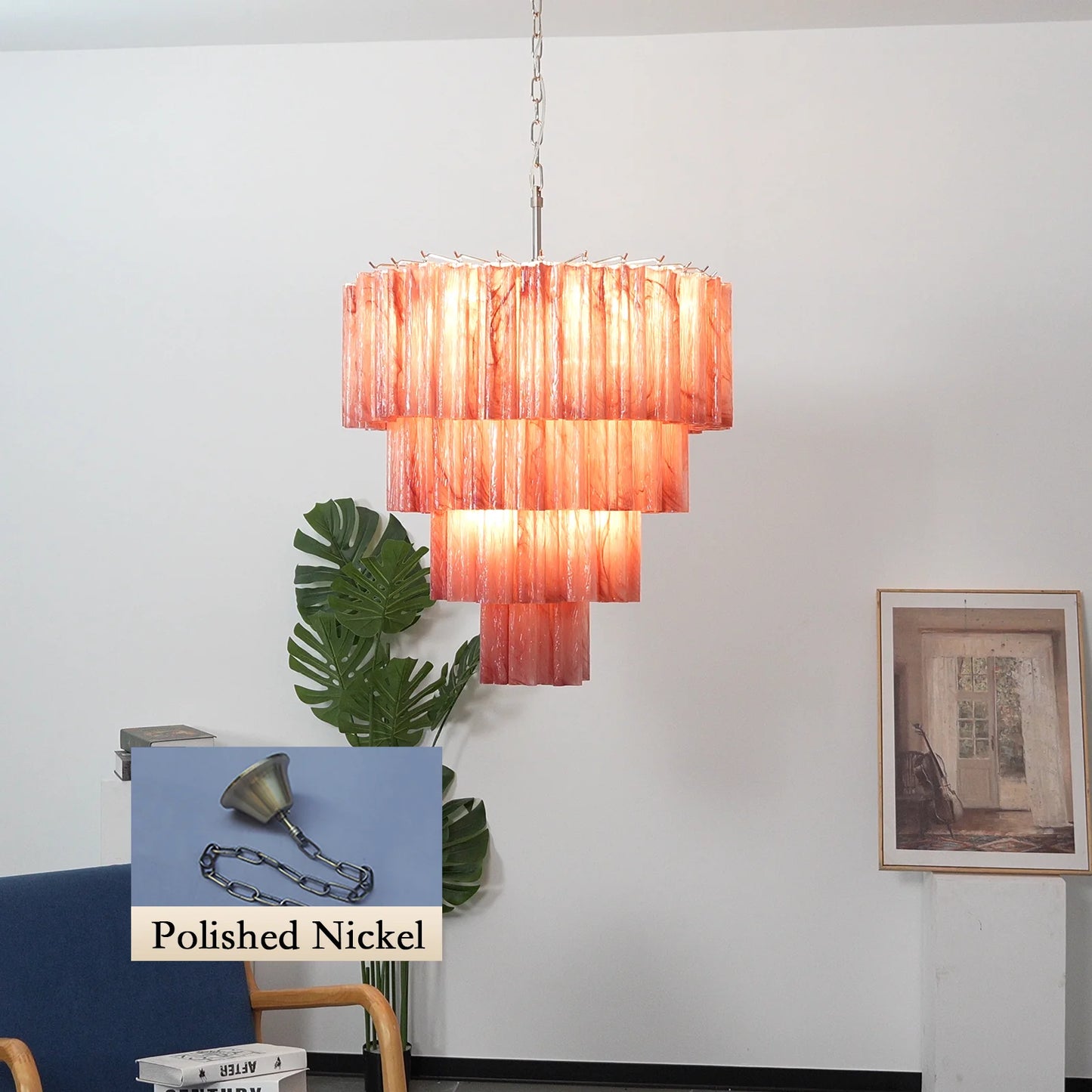 Murano Red Glass Tubes Chandelier - Nuvé