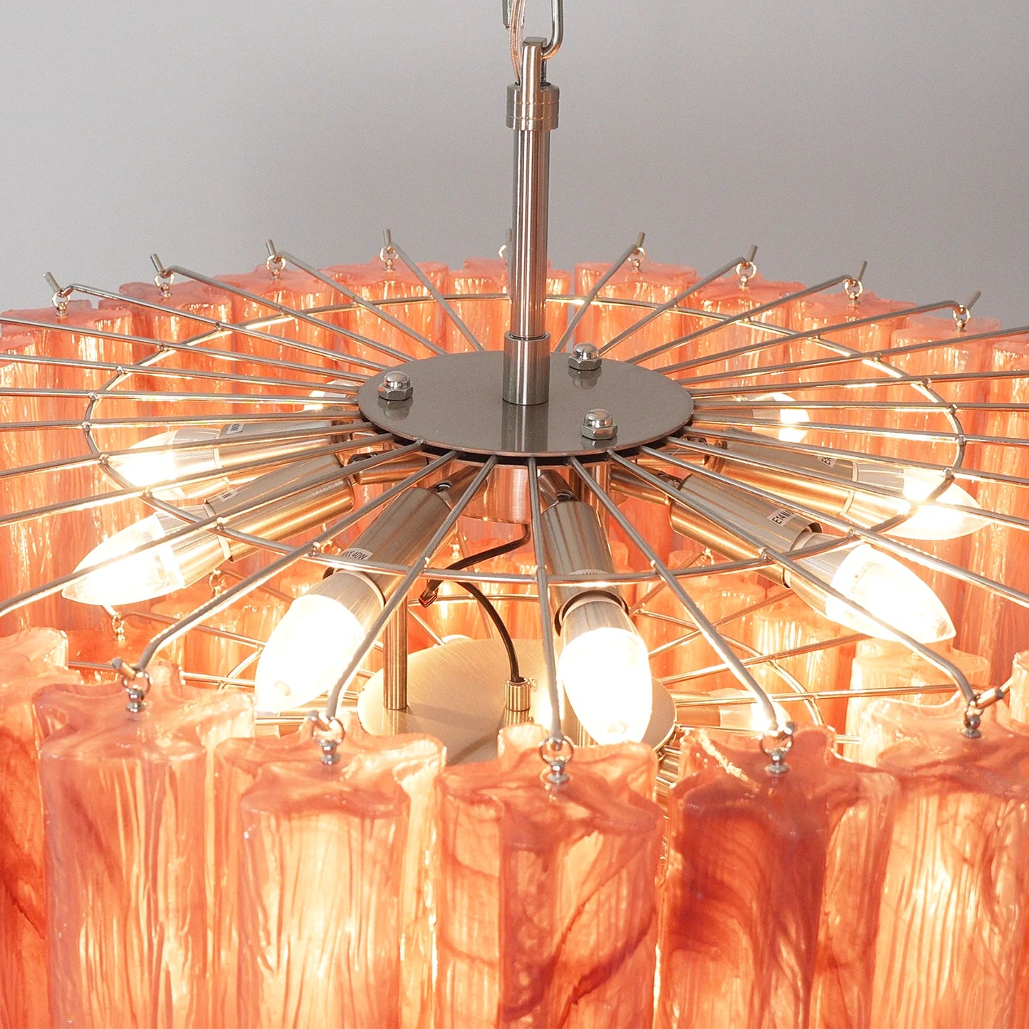 Murano Red Glass Tubes Chandelier - Nuvé